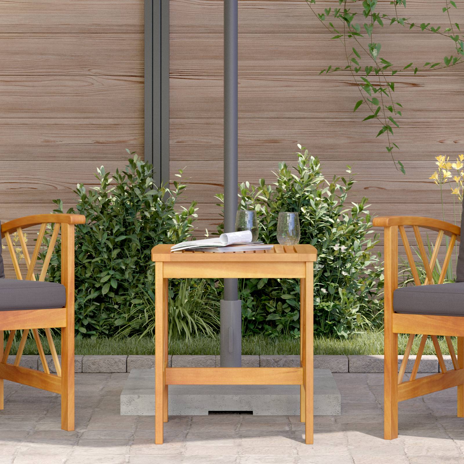 vidaXL Garten-Beistelltisch Braun 45x45x50 cm Massivholz Akazie