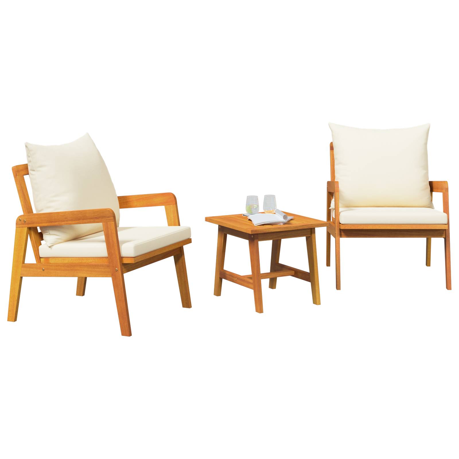 vidaXL 3-tlg. Bistro-Set mit Kissen Massivholz Akazie