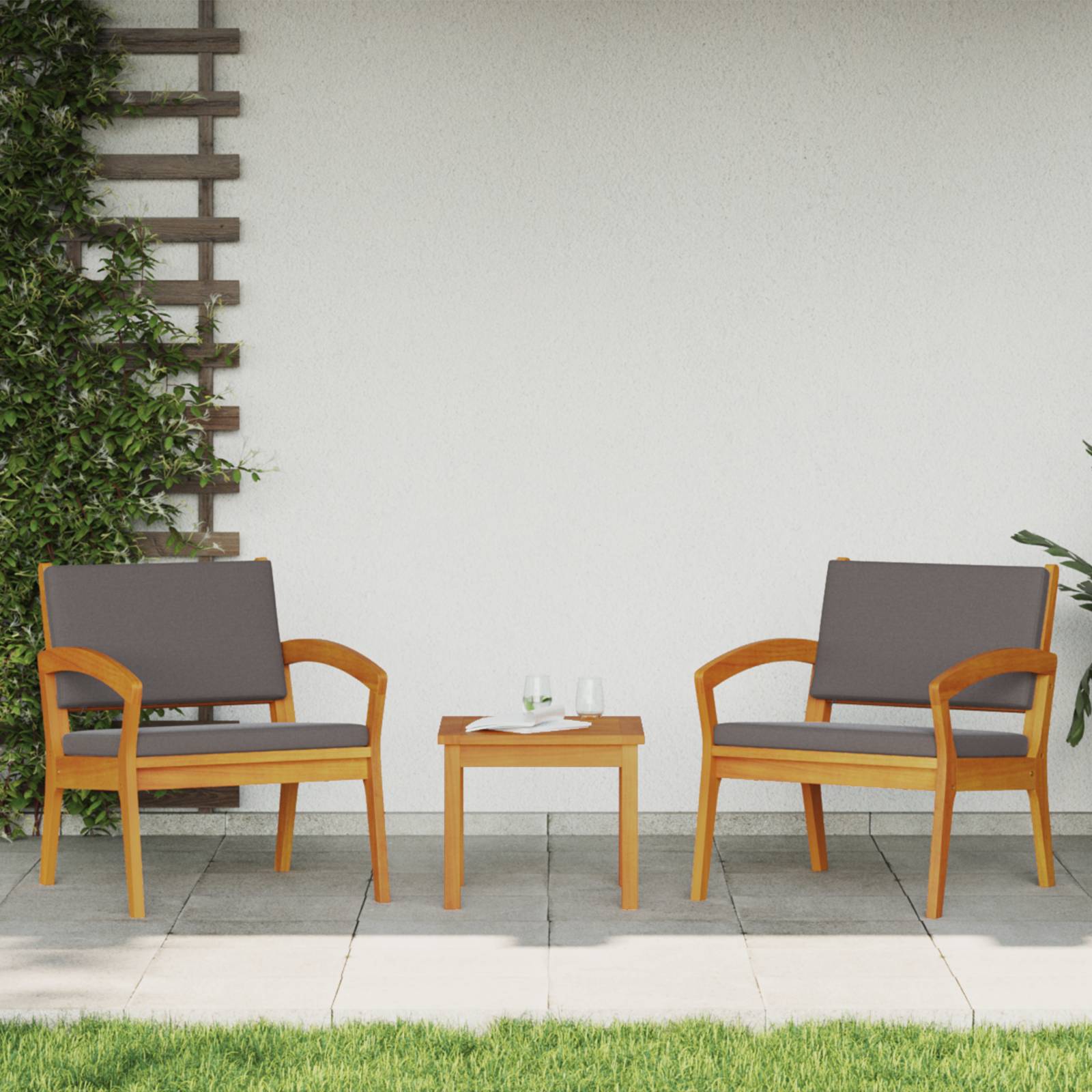 vidaXL 3-tlg. Bistro-Set mit Kissen Massivholz Akazie