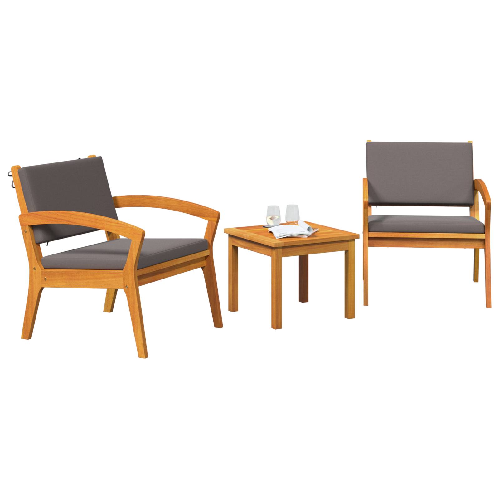 vidaXL 3-tlg. Bistro-Set mit Kissen Massivholz Akazie