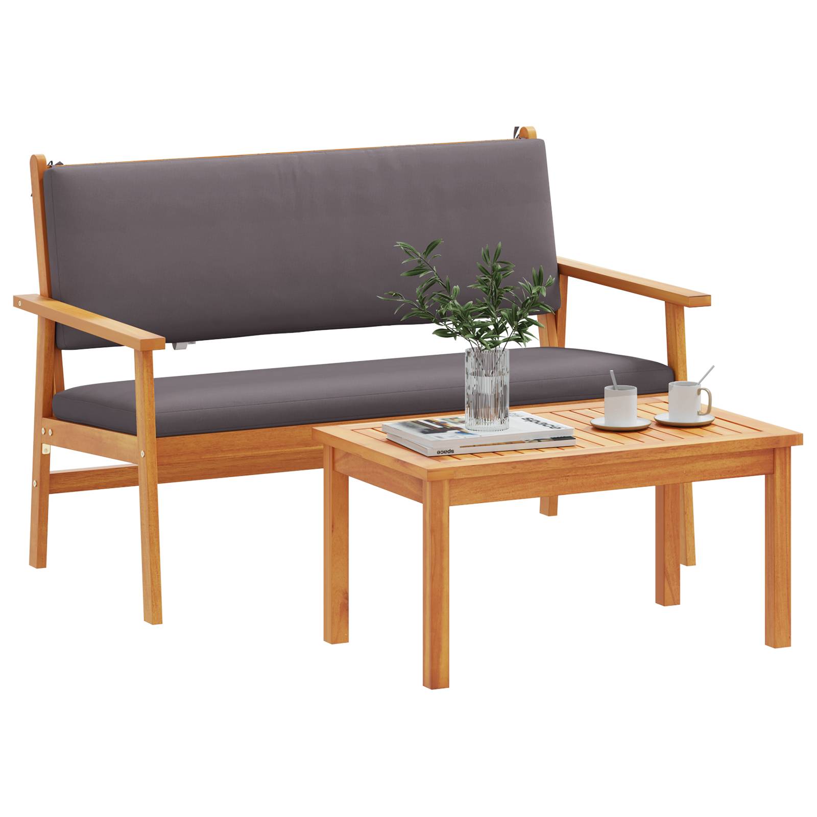 vidaXL 4-tlg. Garten-Sofafarnitur mit Kissen Massivholz Akazie