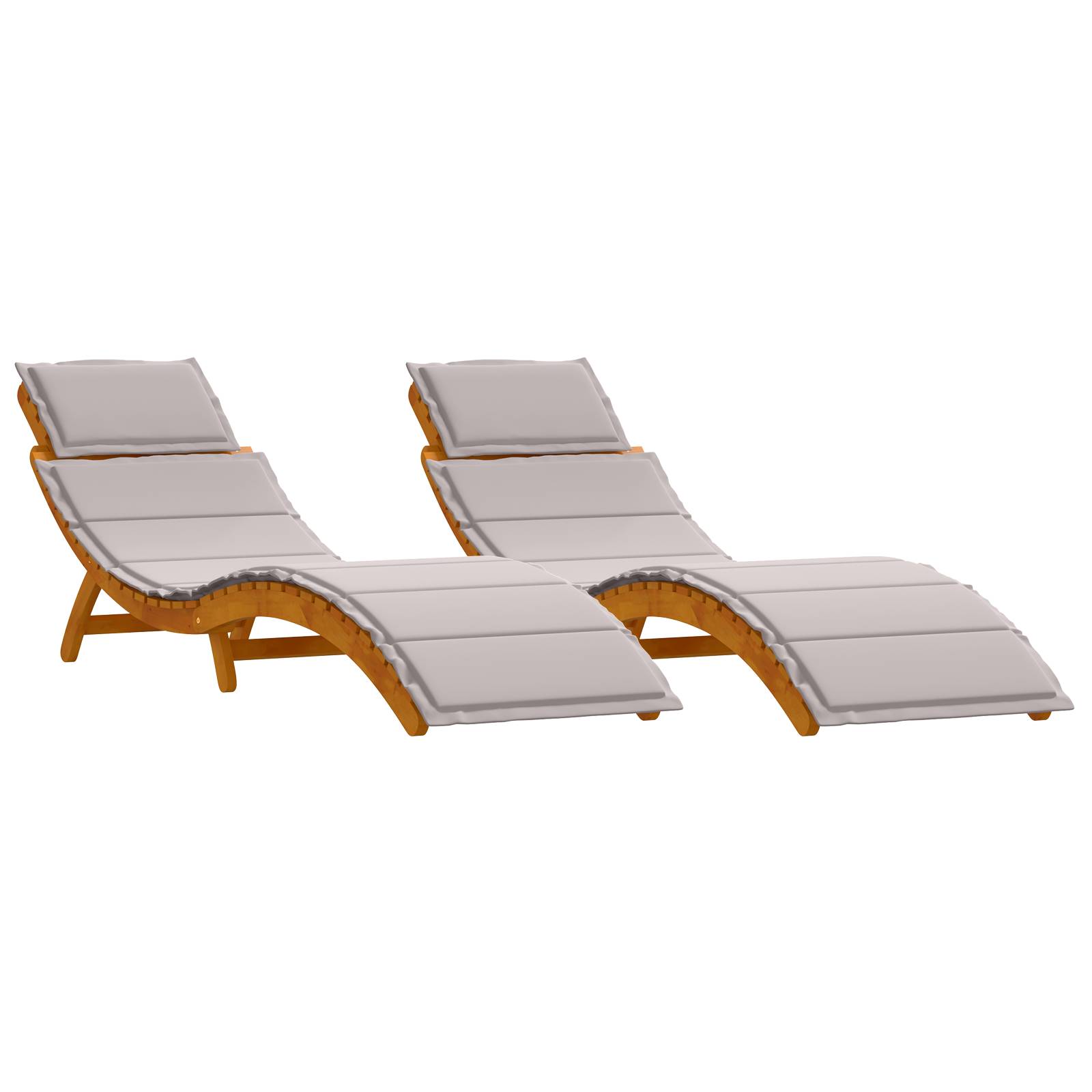 vidaXL Sonnenliegen mit Kissen 2 Stk. Taupe Massivholz Akazie