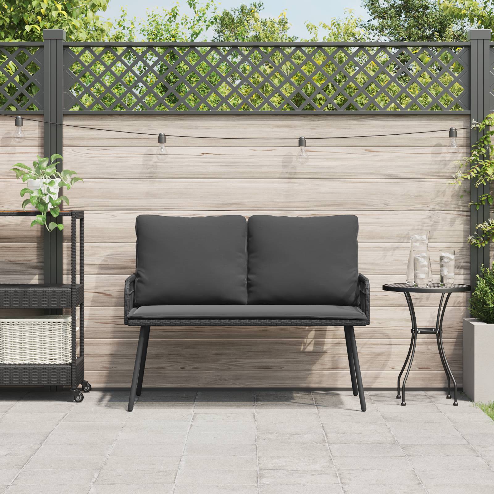 vidaXL Gartenbank Schwarz 114x64x78 cm Poly Rattan