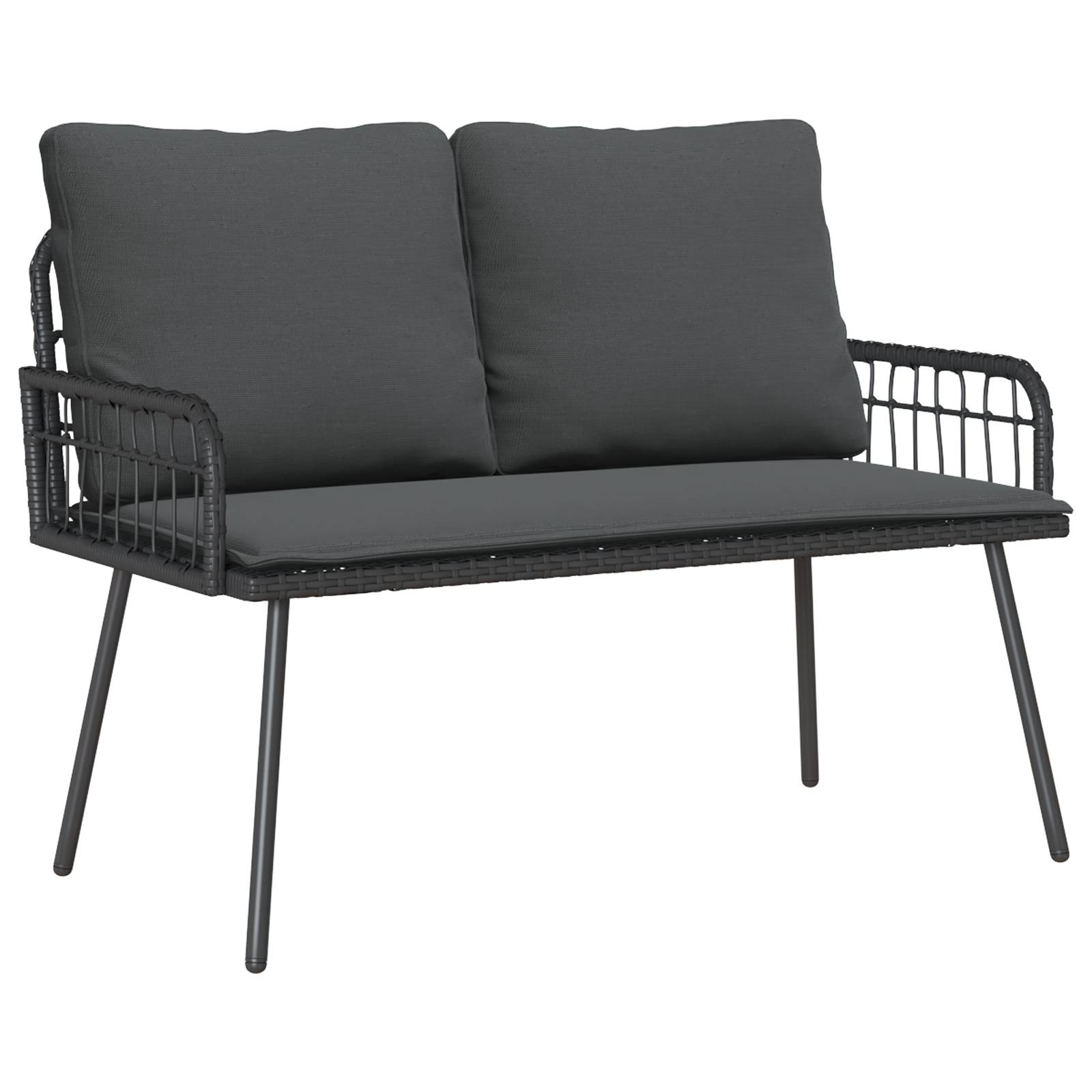 vidaXL Gartenbank Schwarz 114x64x78 cm Poly Rattan