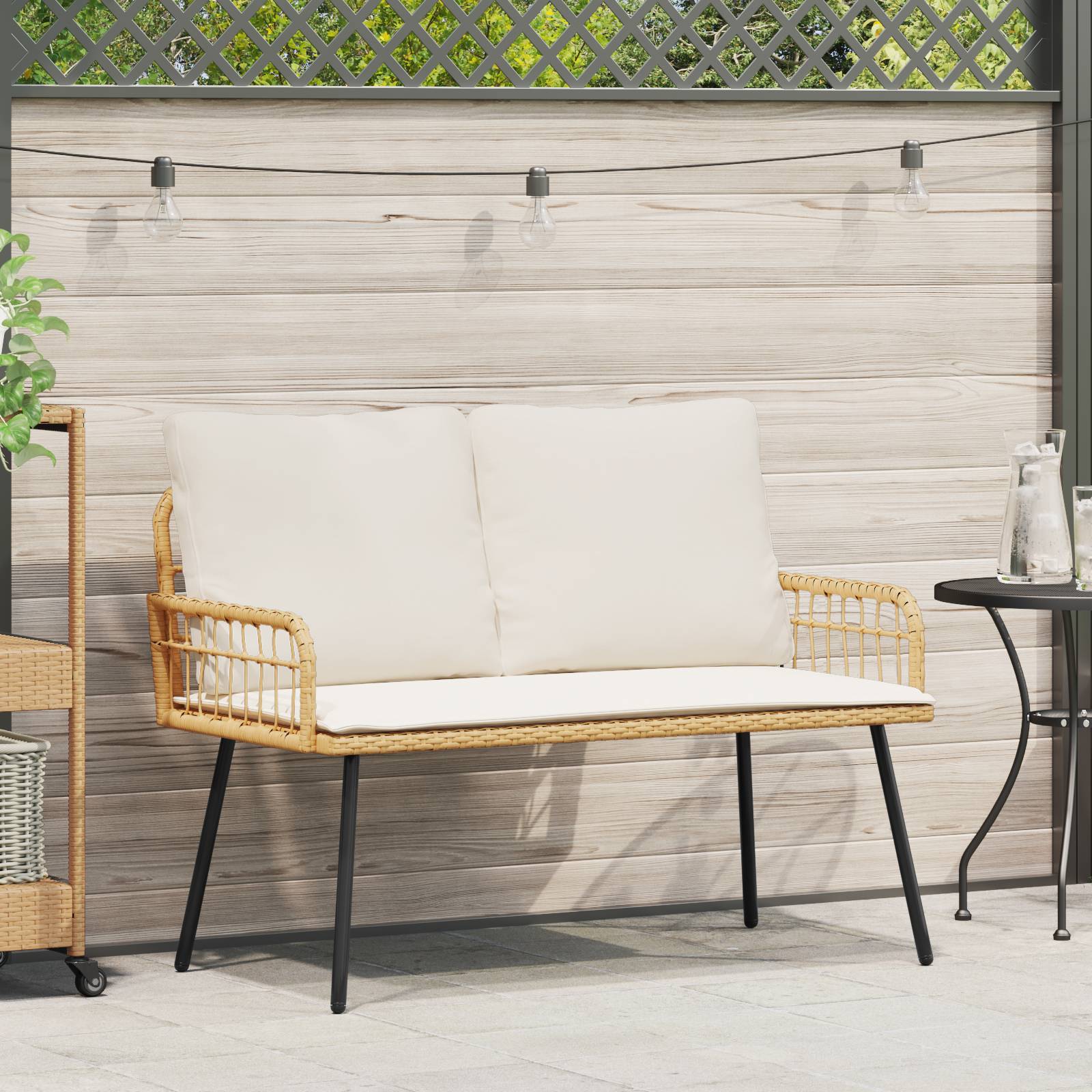 vidaXL Gartenbank Natur 114x64x78 cm Poly Rattan