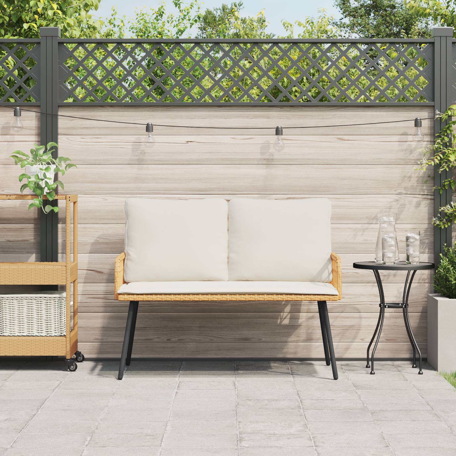 vidaXL Gartenbank Natur 114x64x78 cm Poly Rattan
