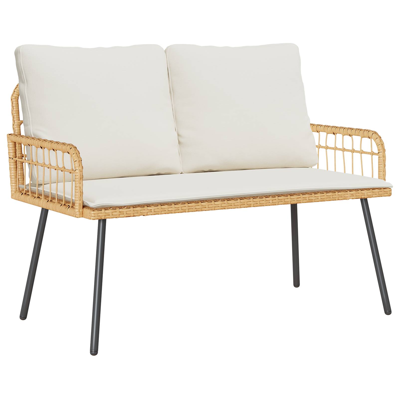 vidaXL Gartenbank Natur 114x64x78 cm Poly Rattan