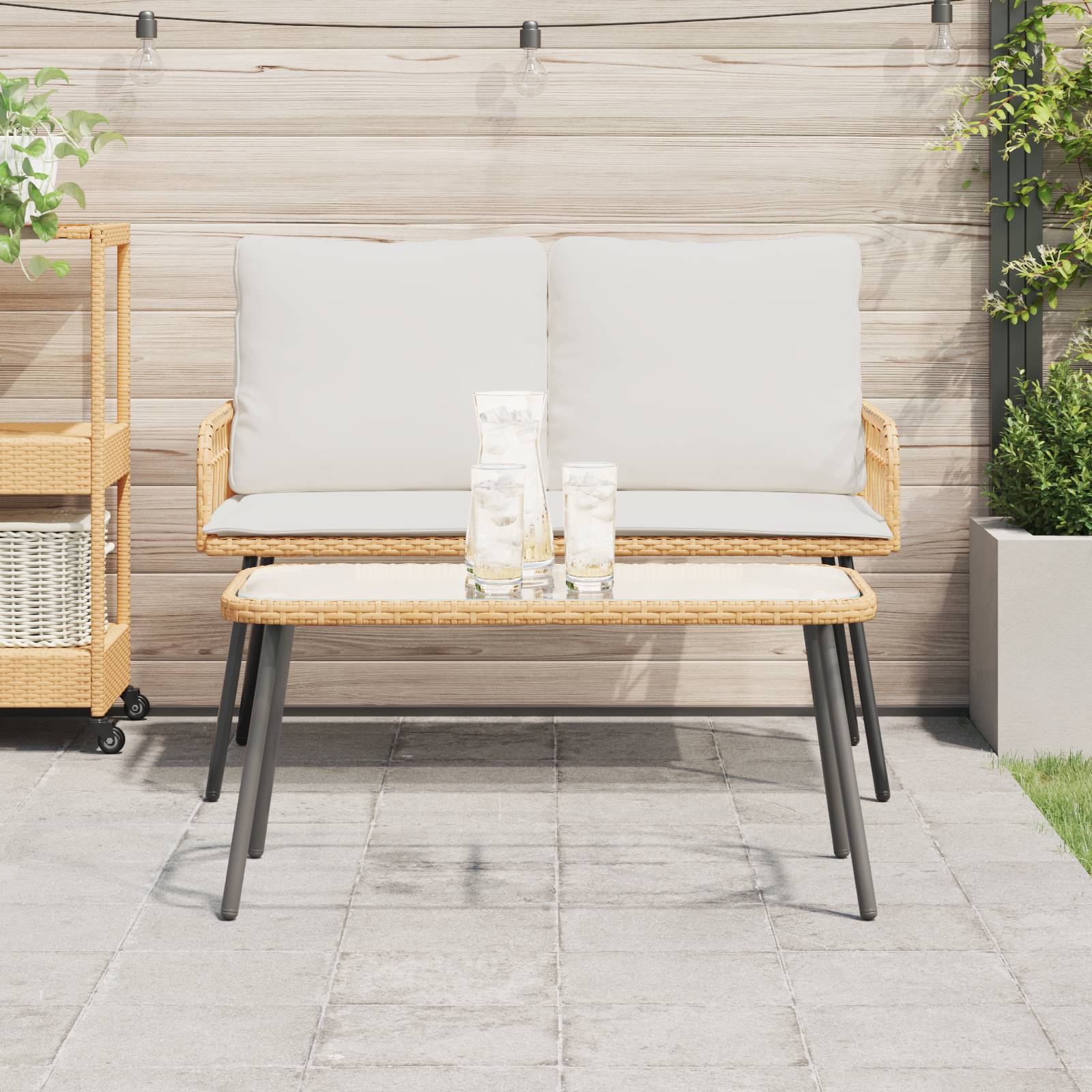 vidaXL Couchtisch Natur 90x45x42 cm Poly Rattan