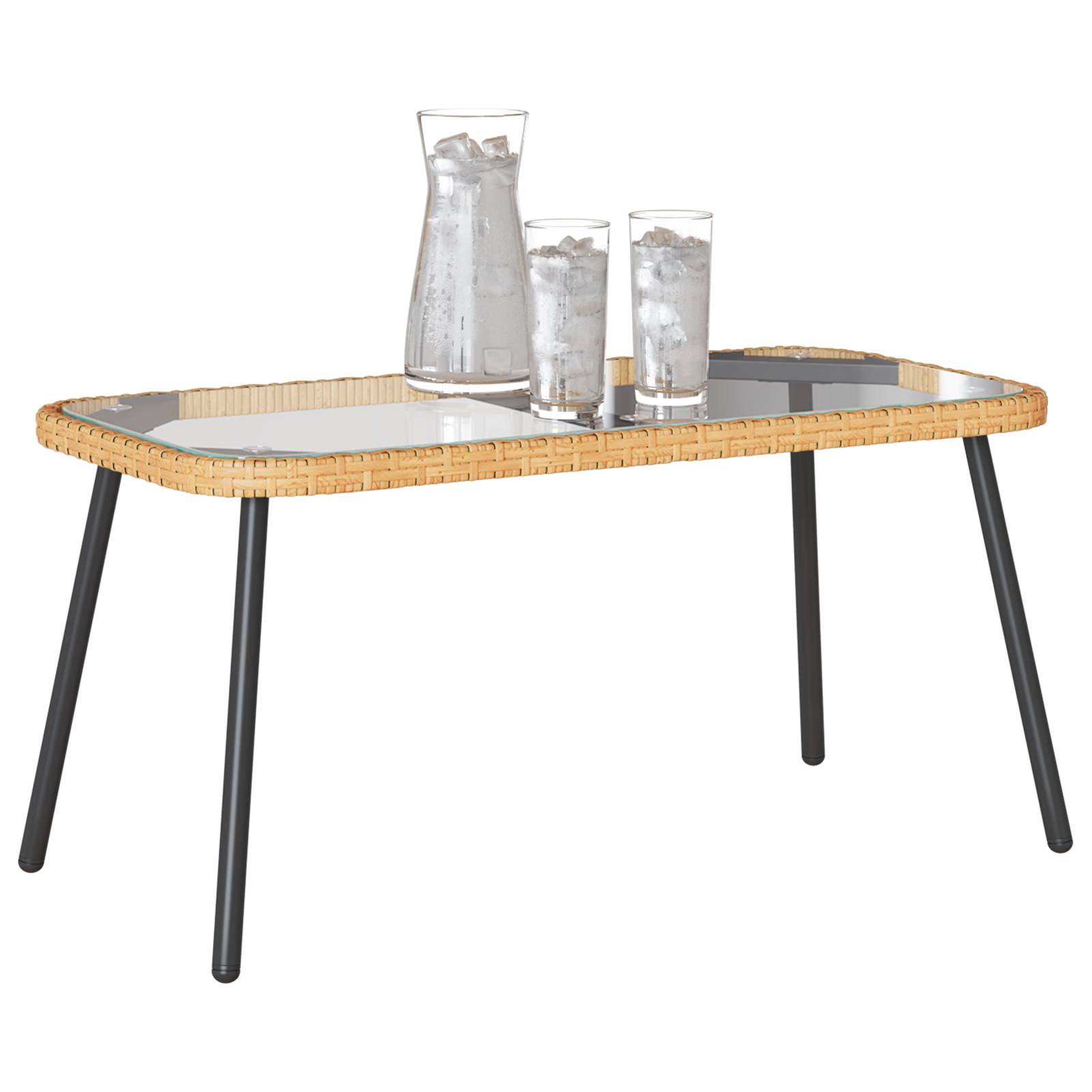 vidaXL Couchtisch Natur 90x45x42 cm Poly Rattan