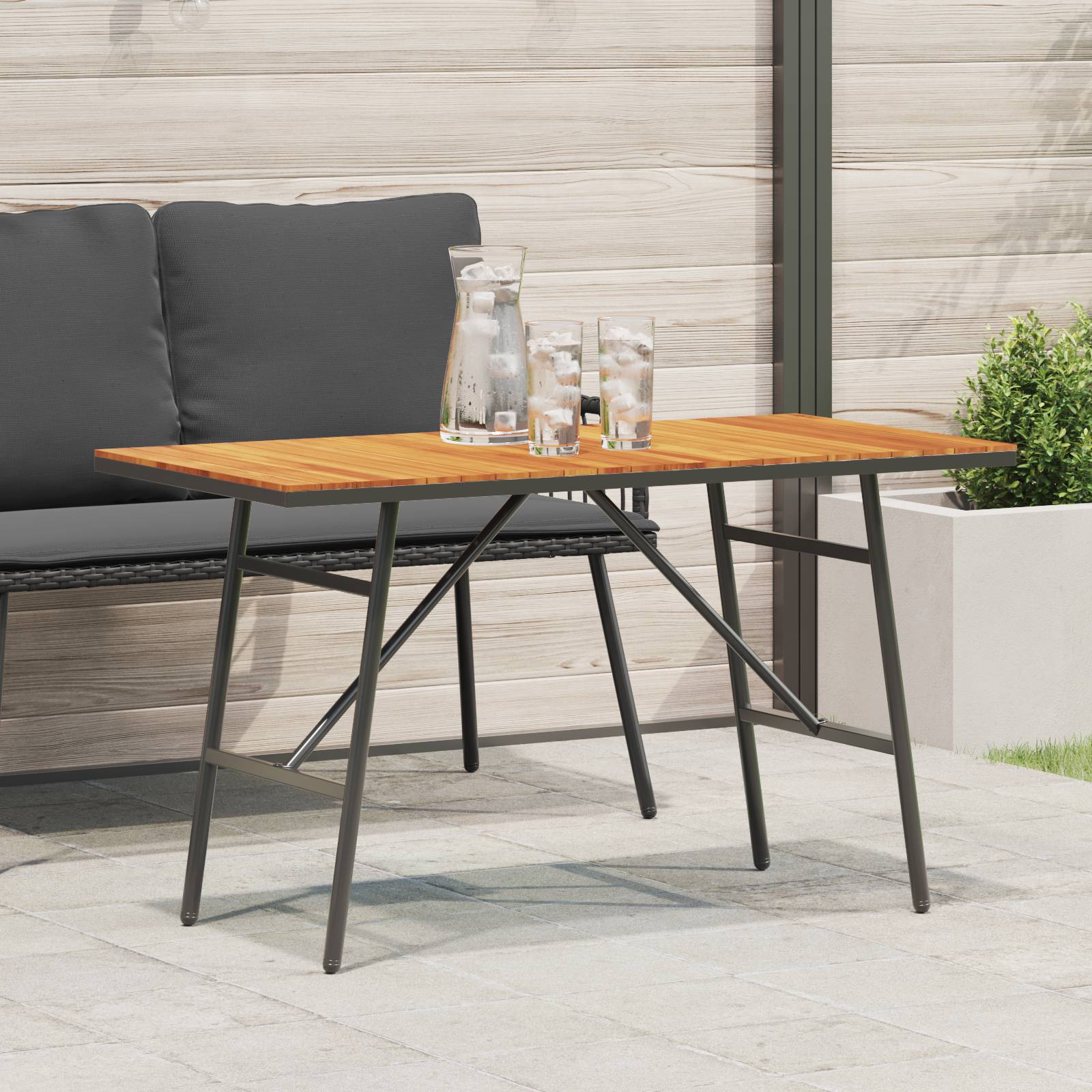 vidaXL Esstisch Schwarz 110x55x62 cm Massivholz Akazie