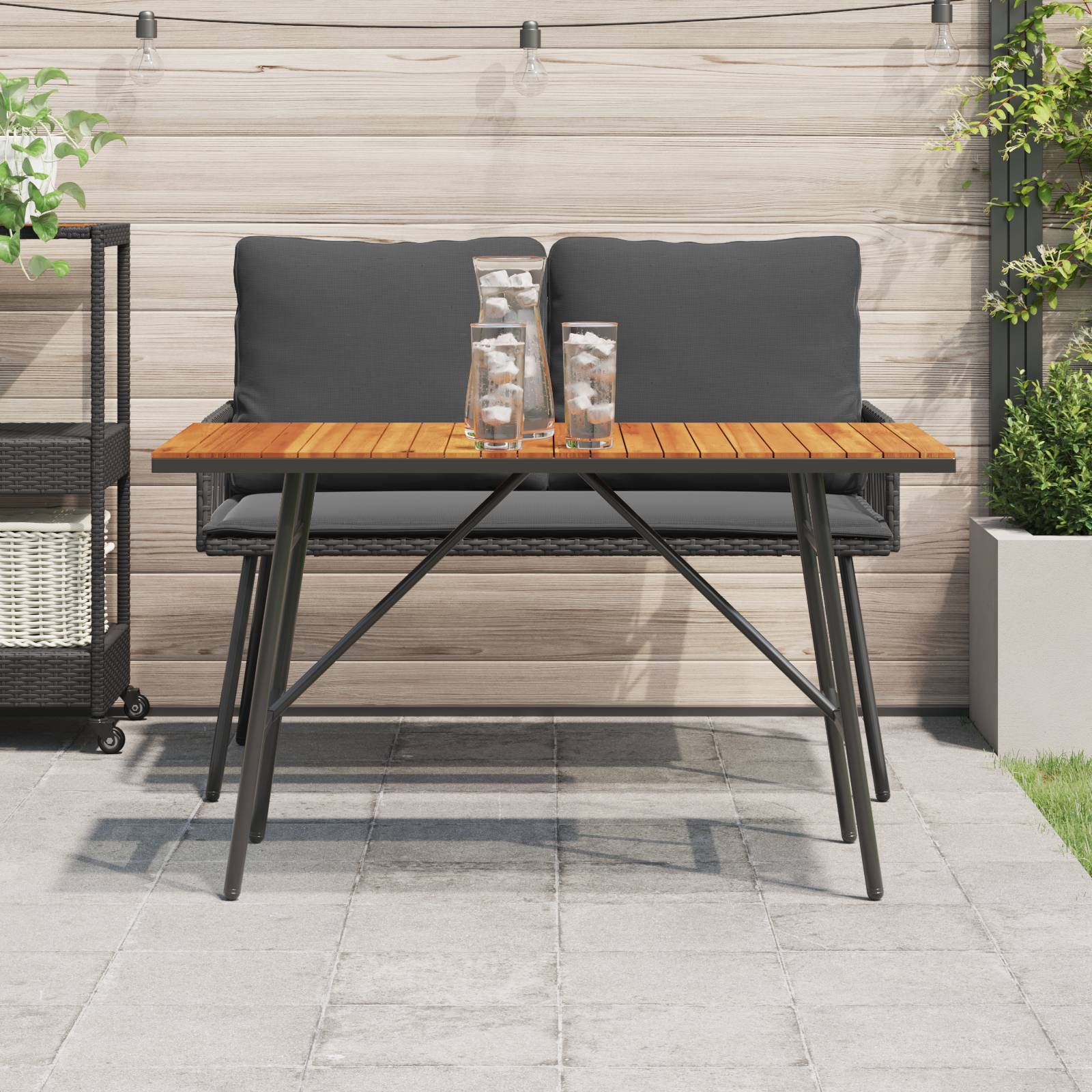 vidaXL Esstisch Schwarz 110x55x62 cm Massivholz Akazie