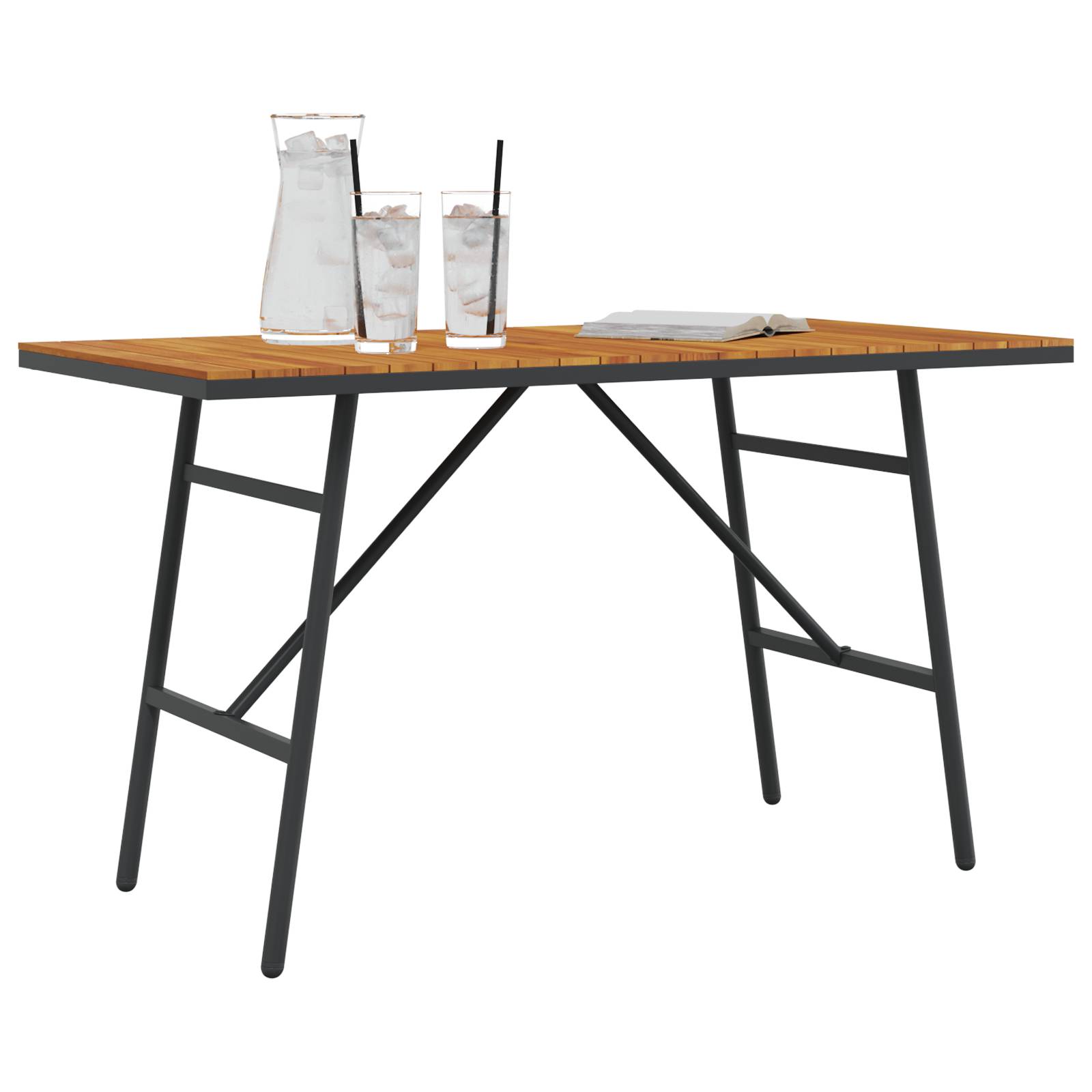 vidaXL Esstisch Schwarz 110x55x62 cm Massivholz Akazie