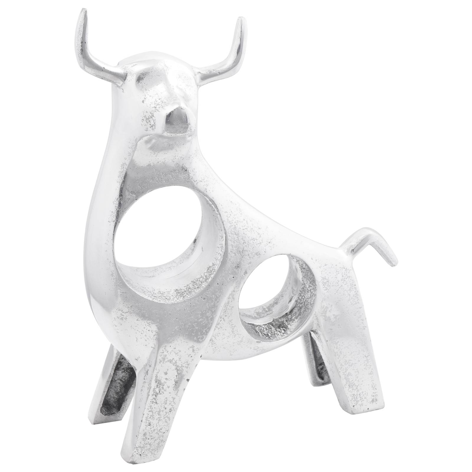 vidaXL Skulptur Stier Silbern 22x9,5x34 cm Aluminium