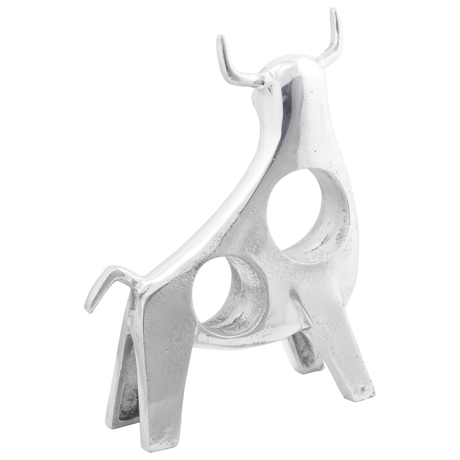 vidaXL Skulptur Stier Silbern 22x9,5x34 cm Aluminium