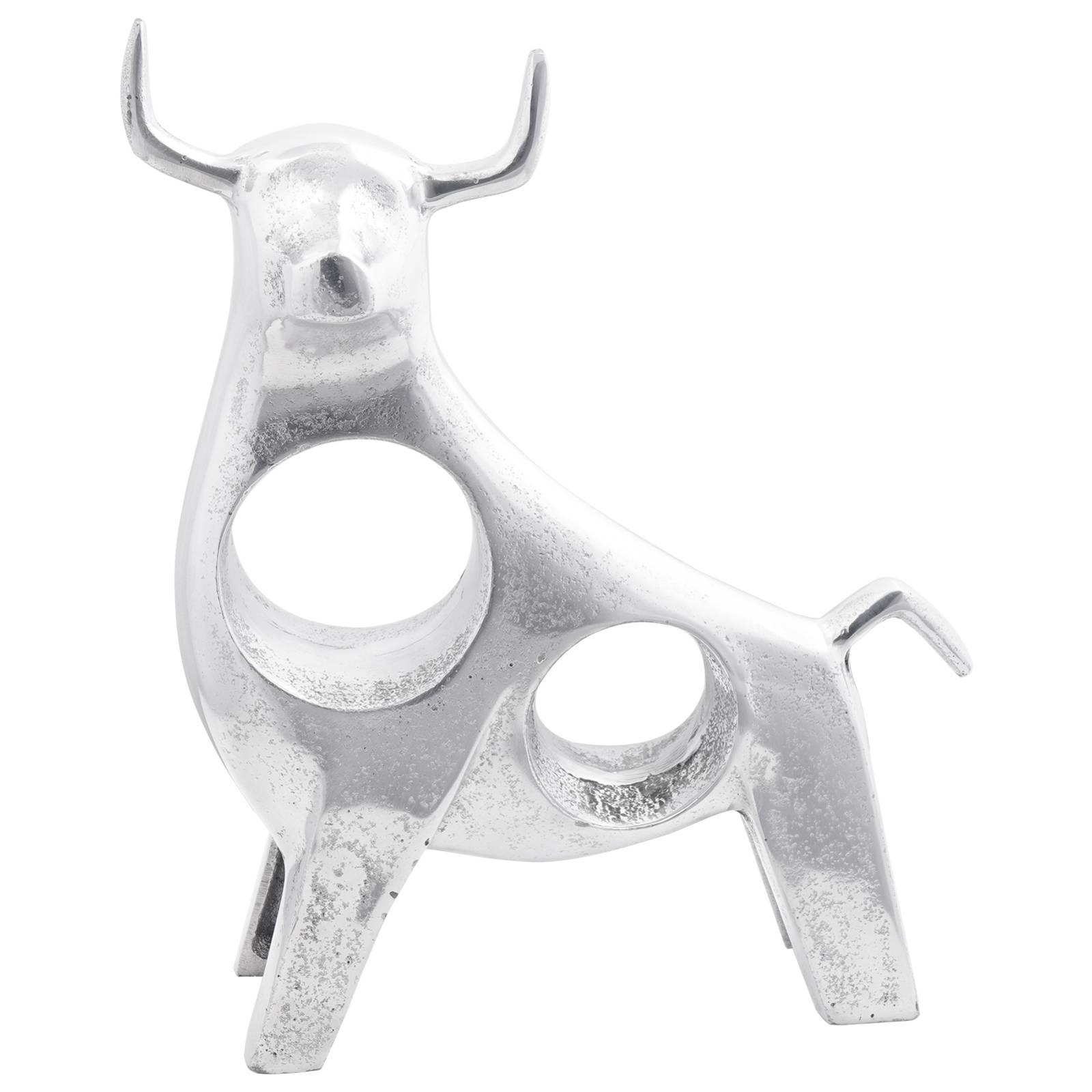 vidaXL Skulptur Stier Silbern 22x9,5x34 cm Aluminium