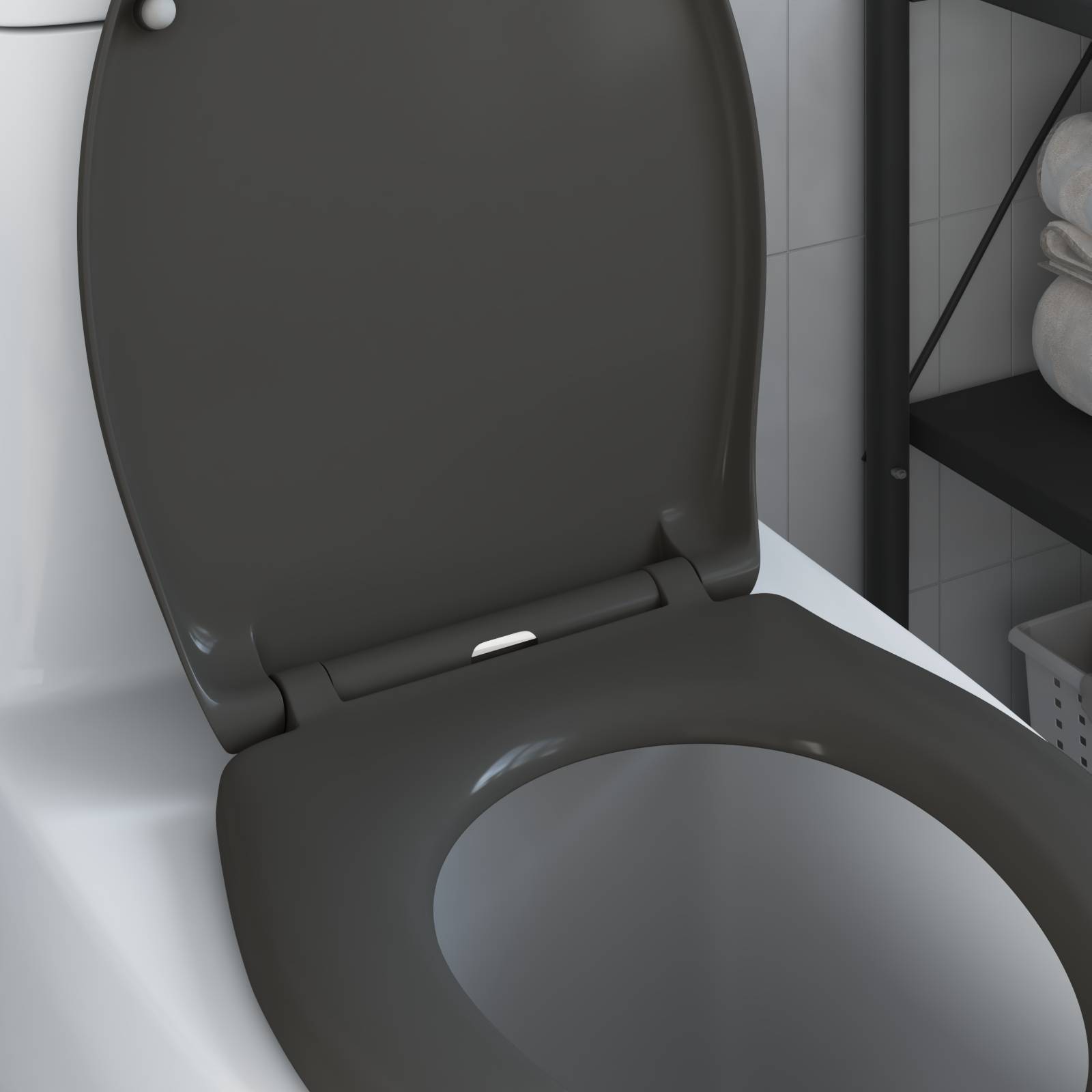 vidaXL Toilettensitz Quick Release Absenkautomatik Duroplast Anthrazit