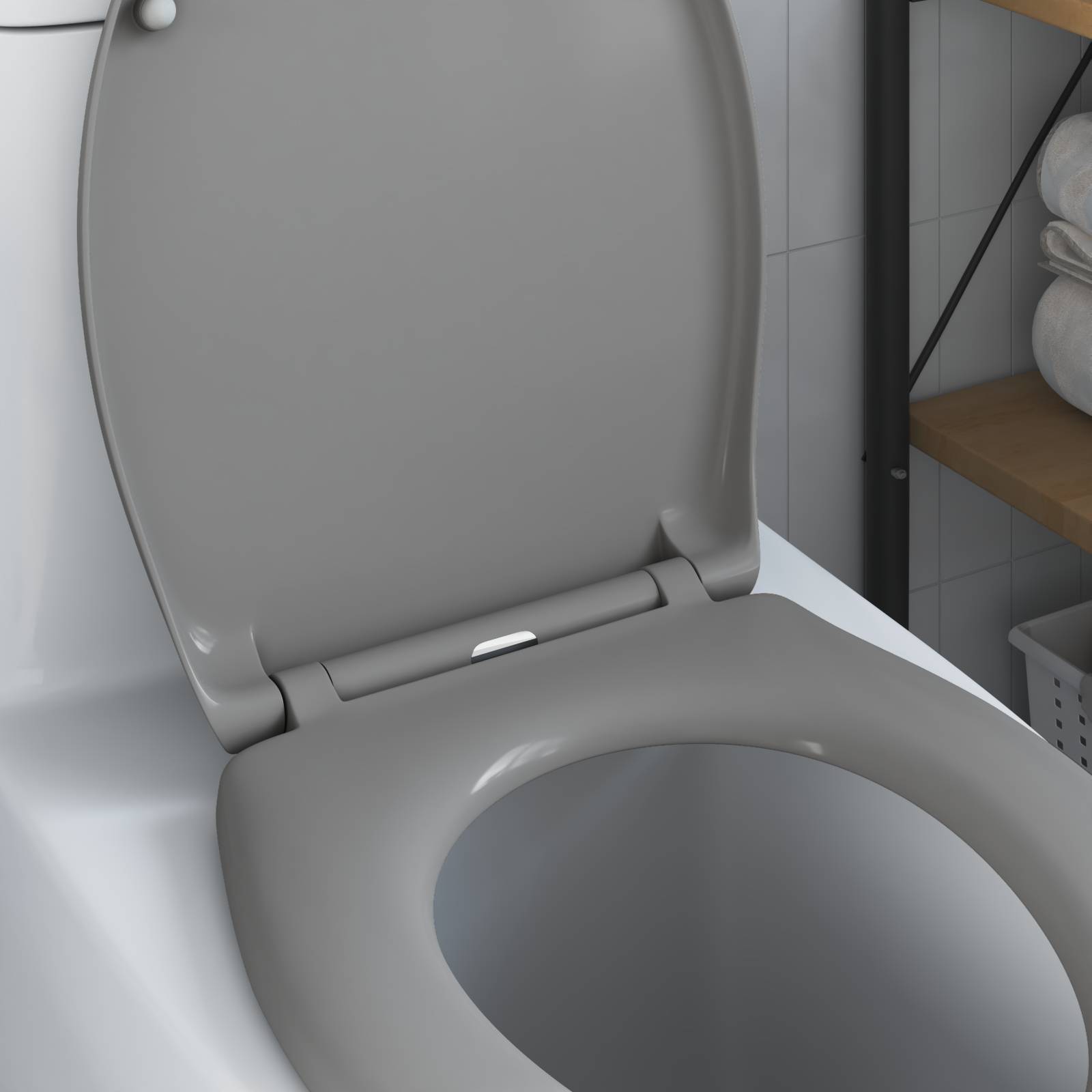 vidaXL Toilettensitz Quick Release Absenkautomatik Duroplast Grau