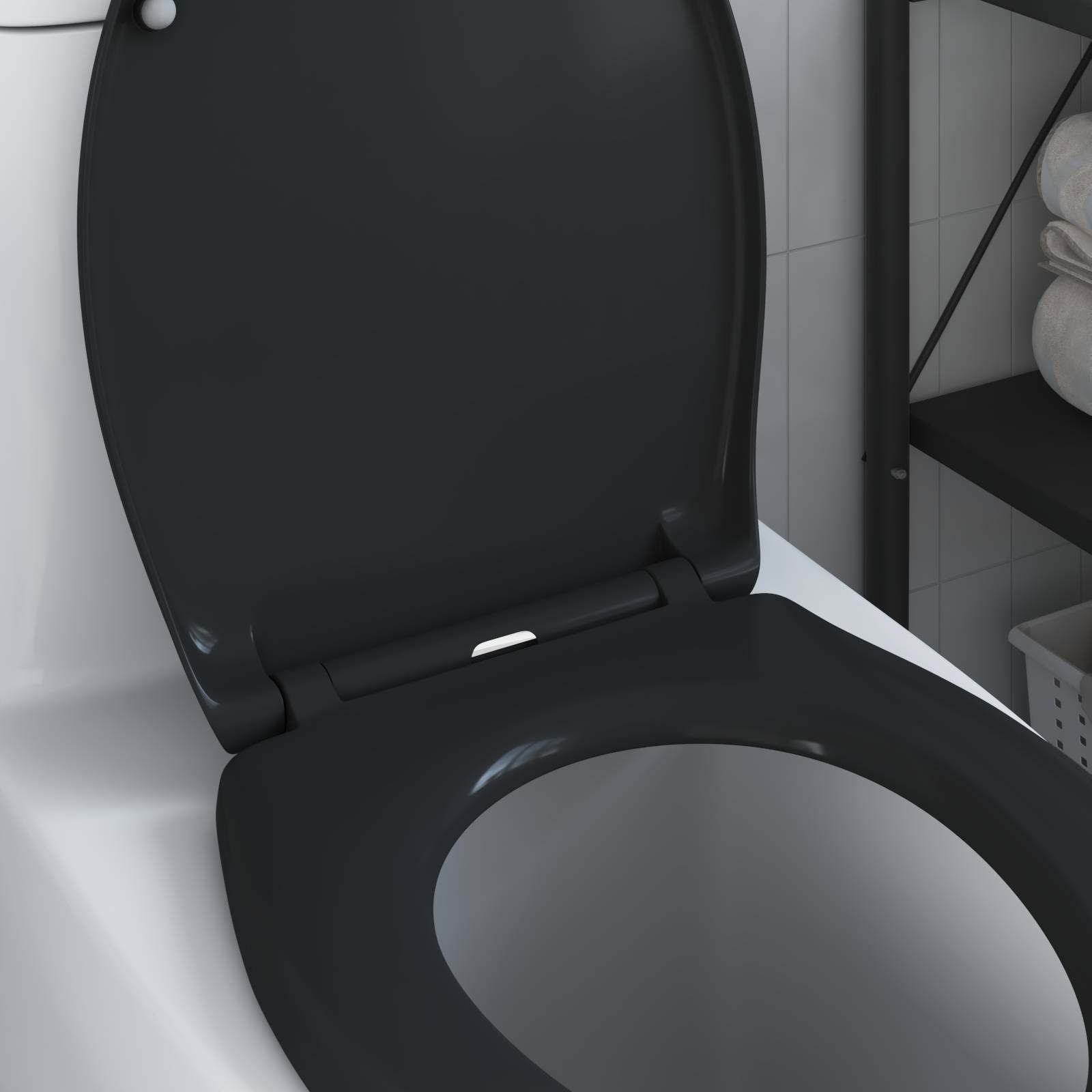 vidaXL Toilettensitz Quick Release Absenkautomatik Duroplast Schwarz