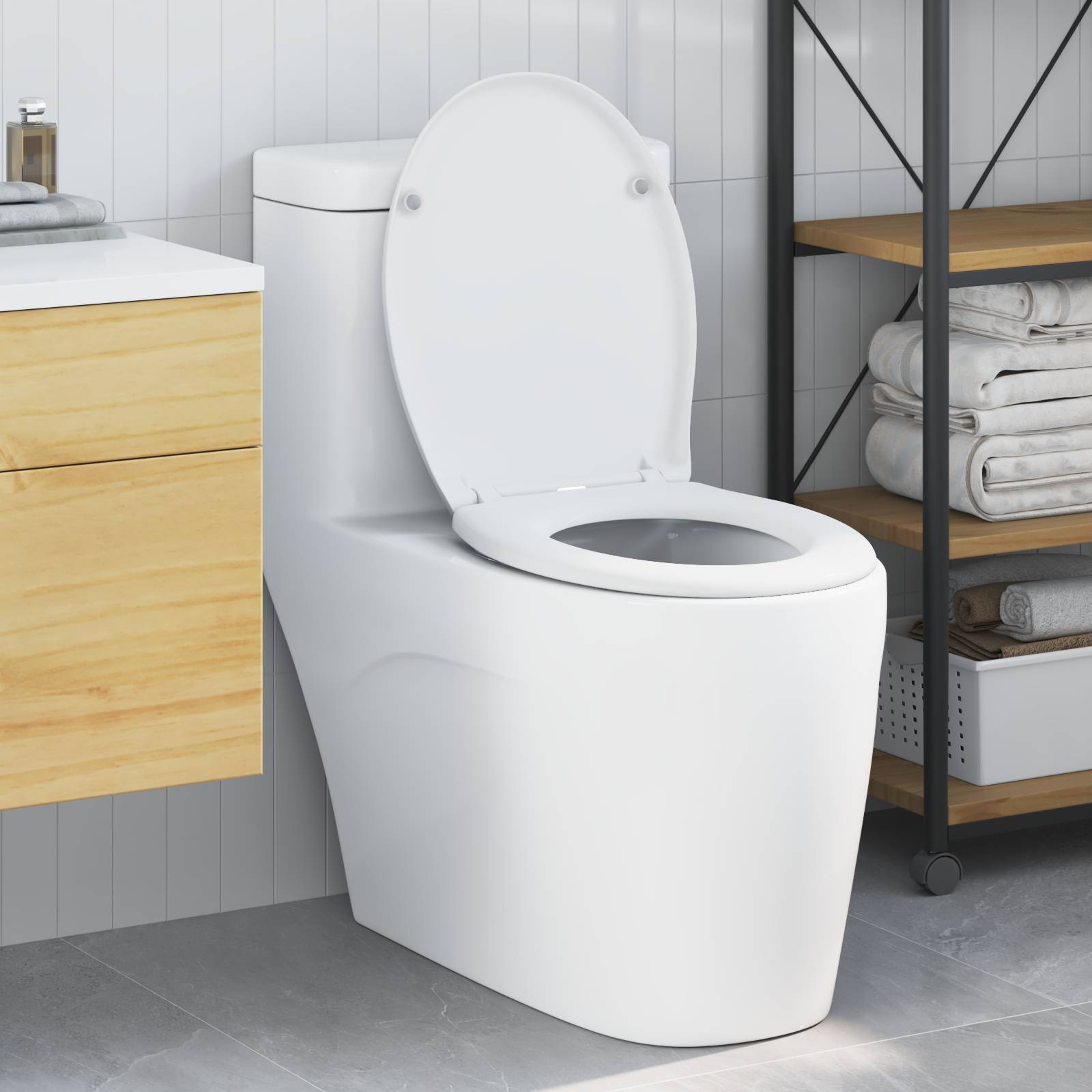 vidaXL Toilettensitz Quick Release Absenkautomatik Duroplast Weiß