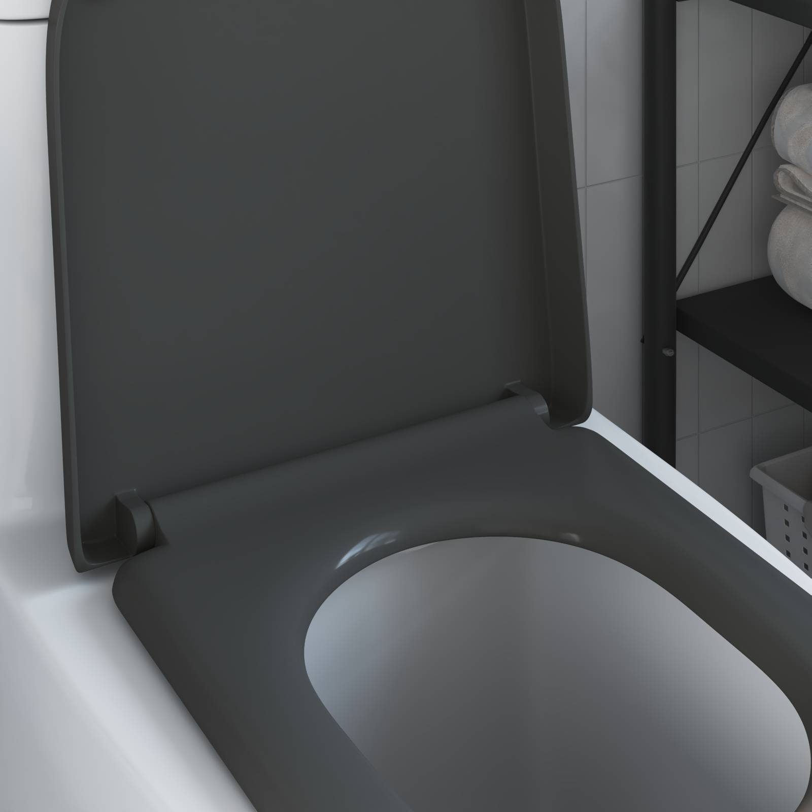 vidaXL Toilettensitz Quick Release Absenkautomatik Duroplast Anthrazit