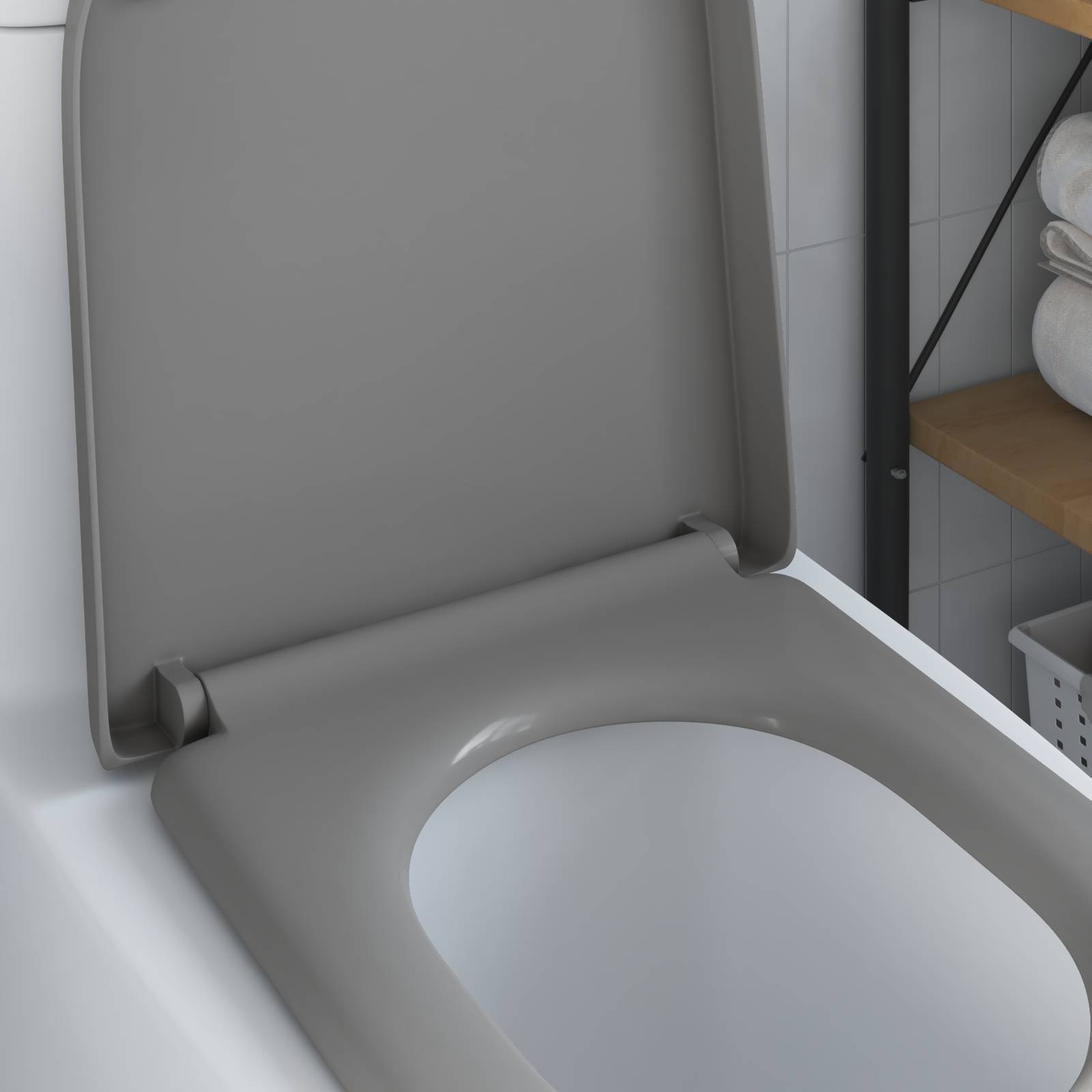 vidaXL Toilettensitz Quick Release Absenkautomatik Duroplast Grau