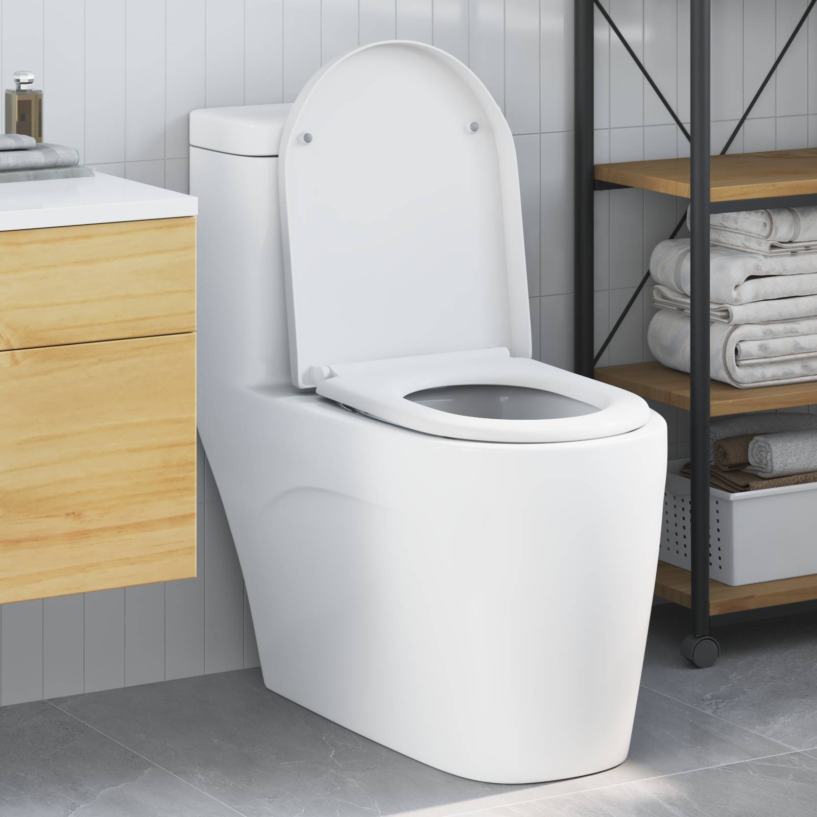 vidaXL Toilettensitz Quick Release Absenkautomatik Duroplast Weiß