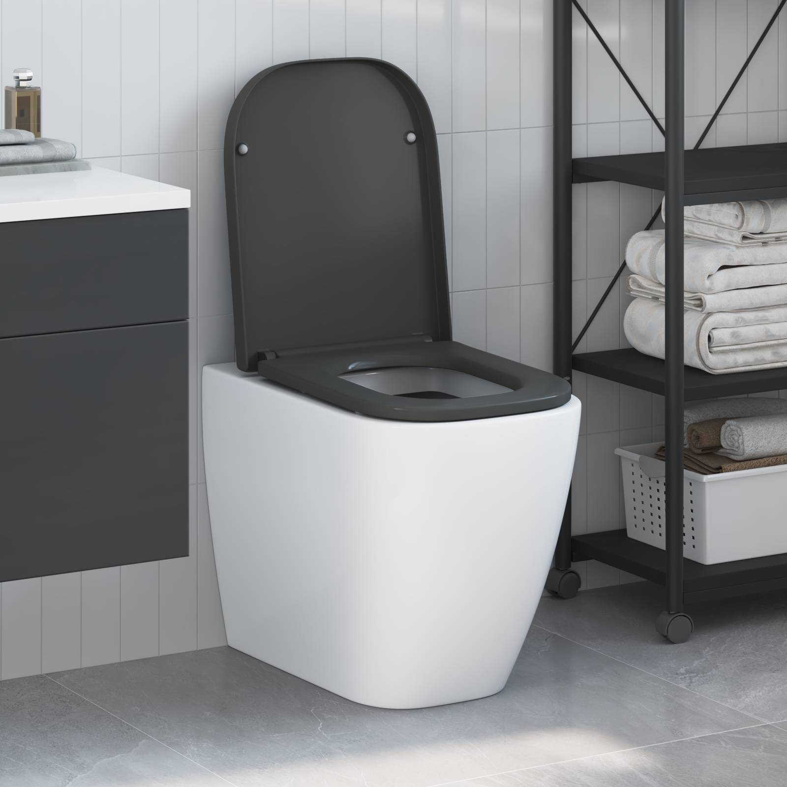 vidaXL Toilettensitz Quick Release Absenkautomatik Duroplast Anthrazit