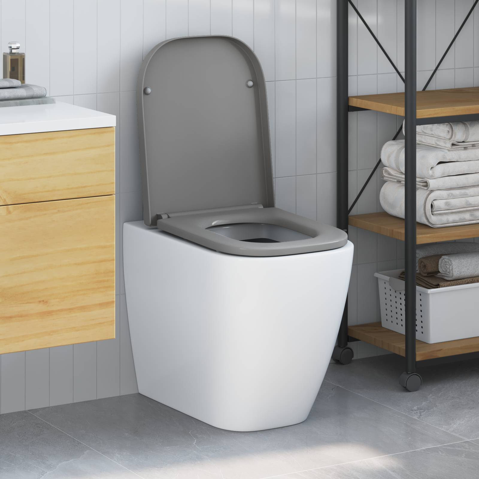 vidaXL Toilettensitz Quick Release Absenkautomatik Duroplast Grau