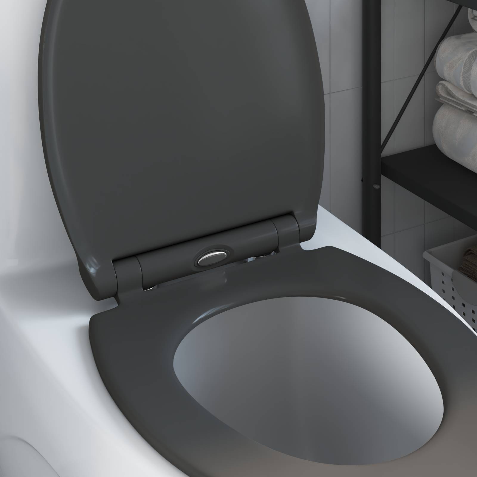 vidaXL Toilettensitz Quick Release Absenkautomatik Duroplast Anthrazit