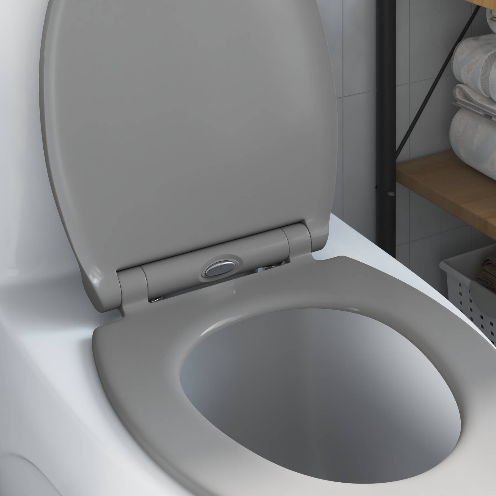 vidaXL Toilettensitz Quick Release Absenkautomatik Duroplast Grau