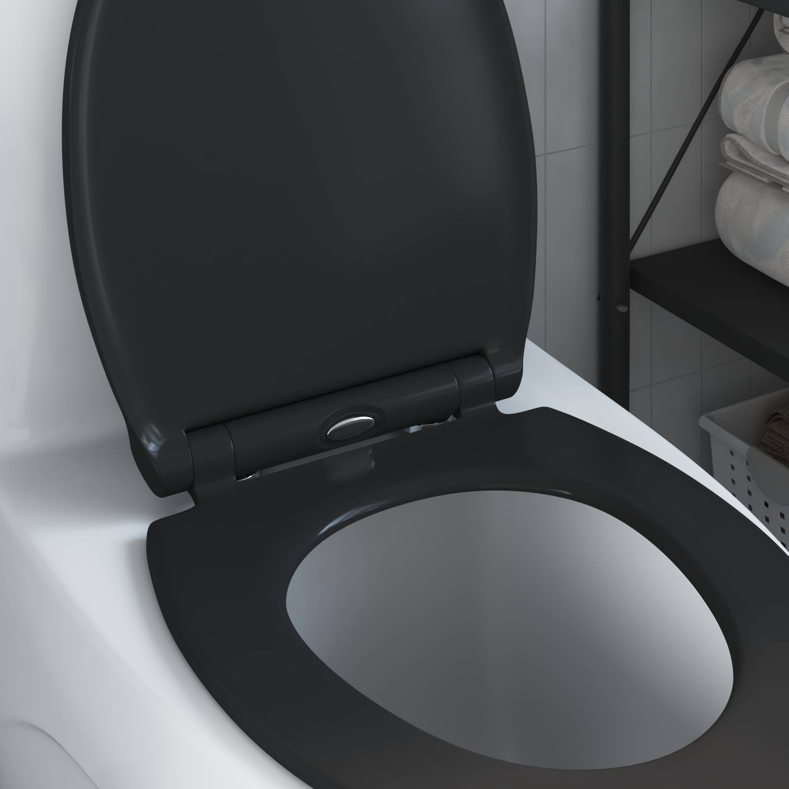 vidaXL Toilettensitz Quick Release Absenkautomatik Duroplast Schwarz