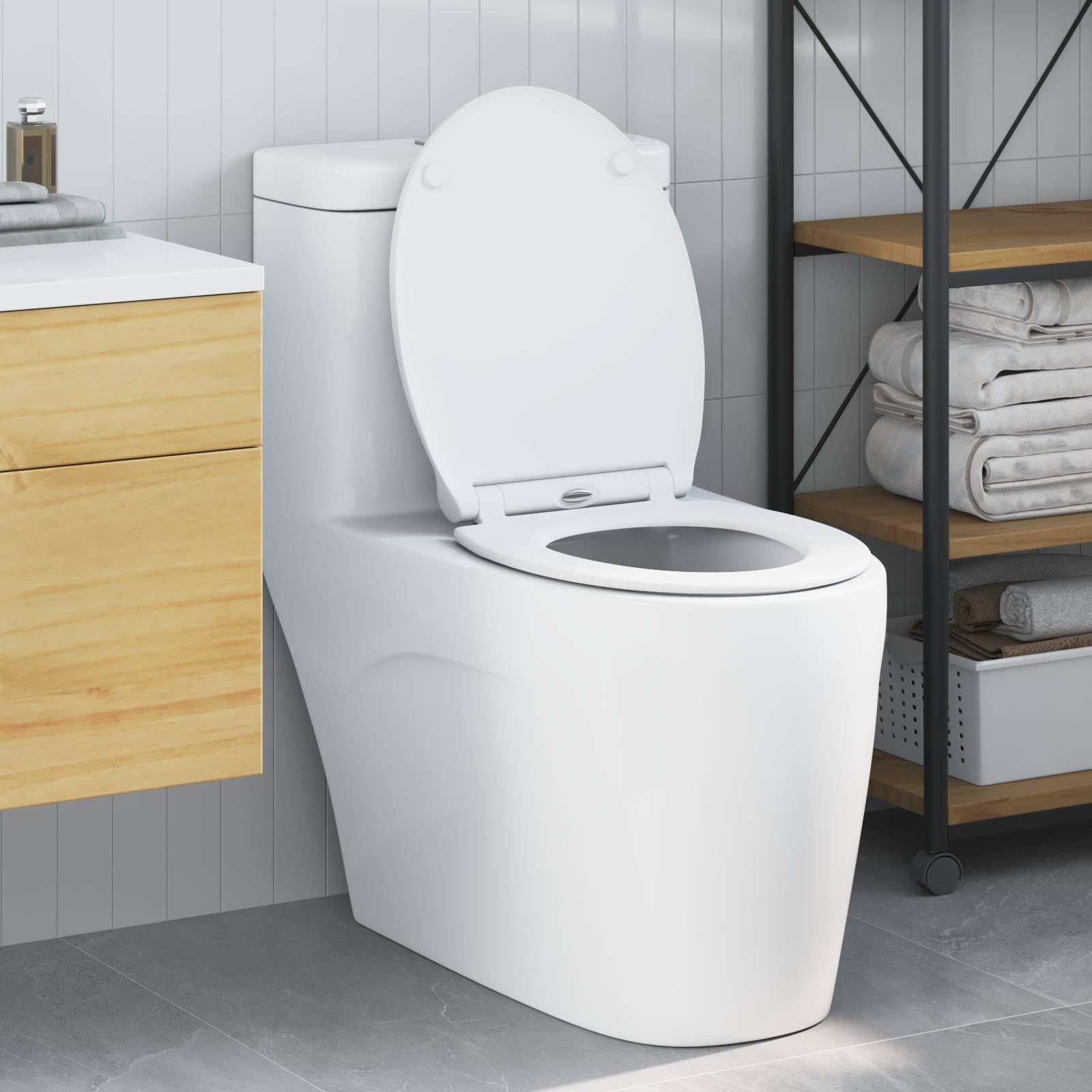 vidaXL Toilettensitz Quick Release Absenkautomatik Duroplast Weiß