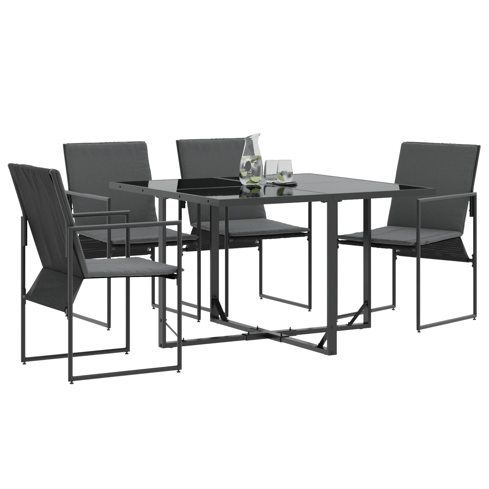 vidaXL Gartenstühle mit Kissen 4 Stk. Schwarz Textilene