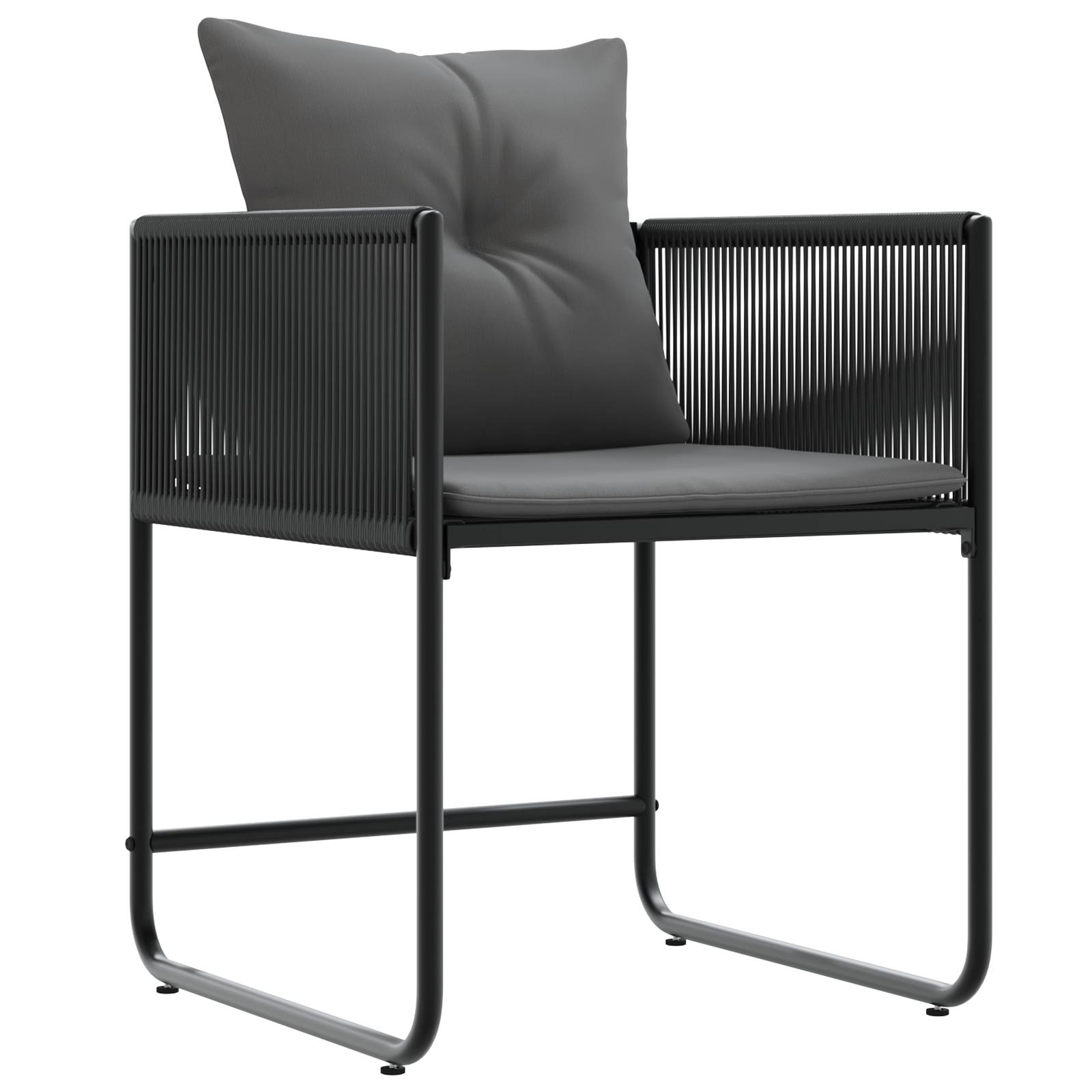 vidaXL Gartenstühle mit Kissen 4 Stk. Schwarz Poly Rattan