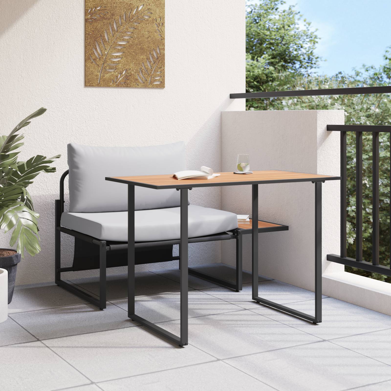 vidaXL 2-tlg. Garten-Essgruppe Sessel mit Hellgrauen Kissen