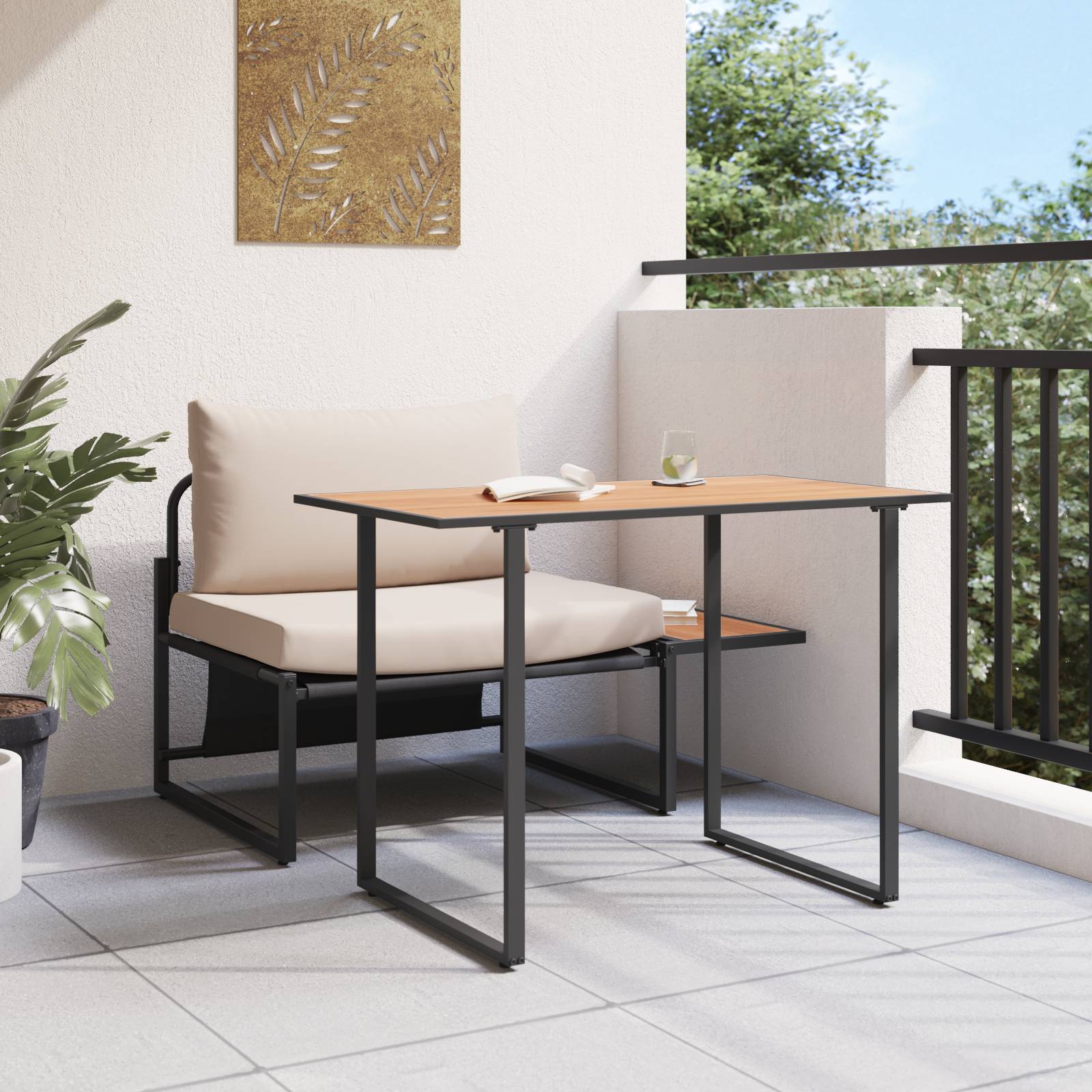 vidaXL 2-tlg. Garten-Essgruppe Sessel mit Taupe Kissen