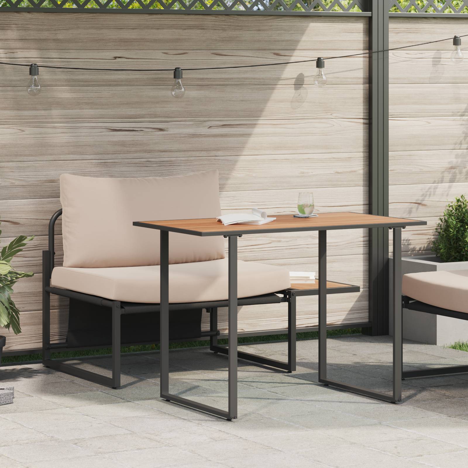 vidaXL 2-tlg. Garten-Essgruppe Sessel mit Taupe Kissen