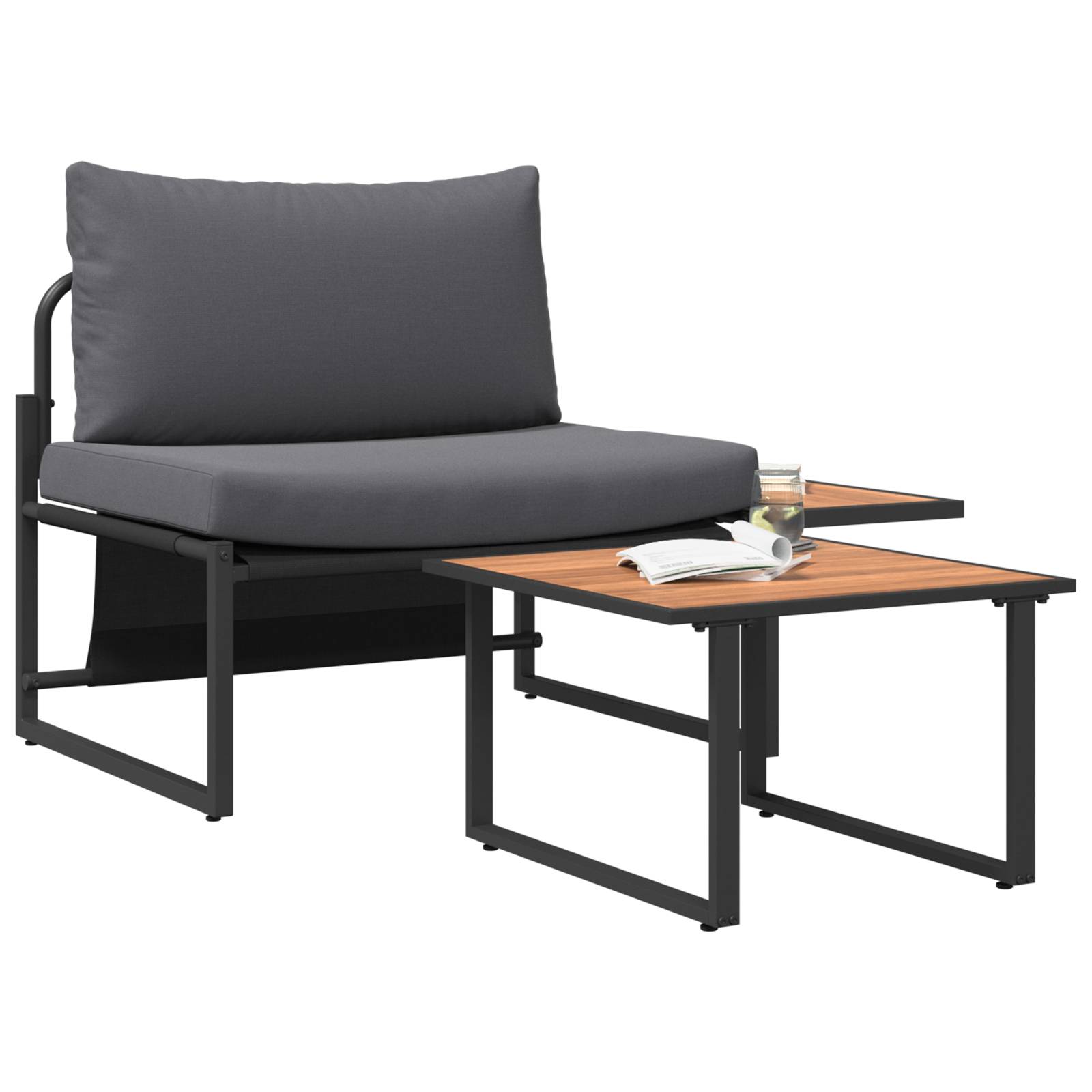 vidaXL 2-tlg. Garten-Sofagarnitur Sessel mit Anthrazit Kissen