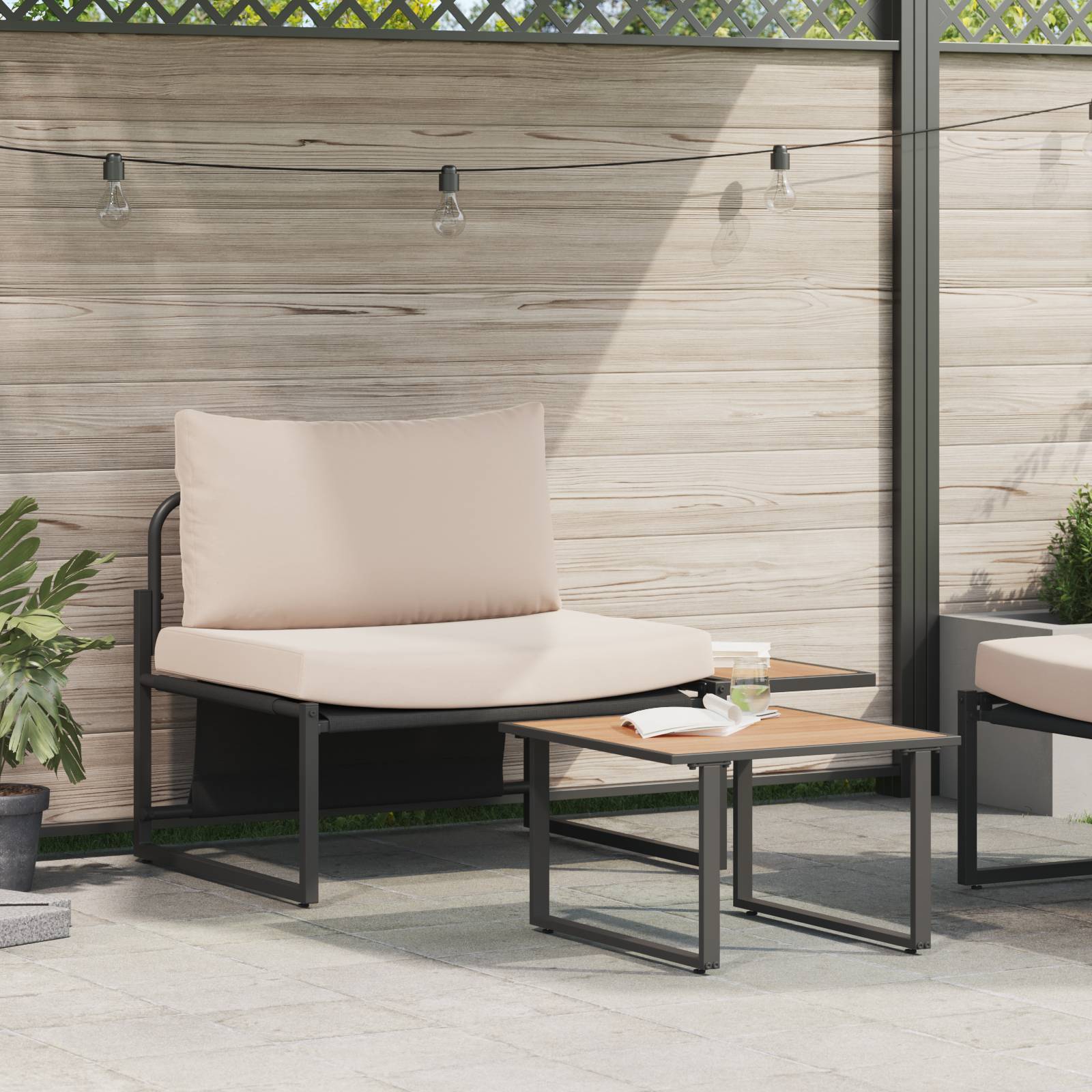 vidaXL 2-tlg. Garten-Sofagarnitur Sessel mit Taupe Kissen