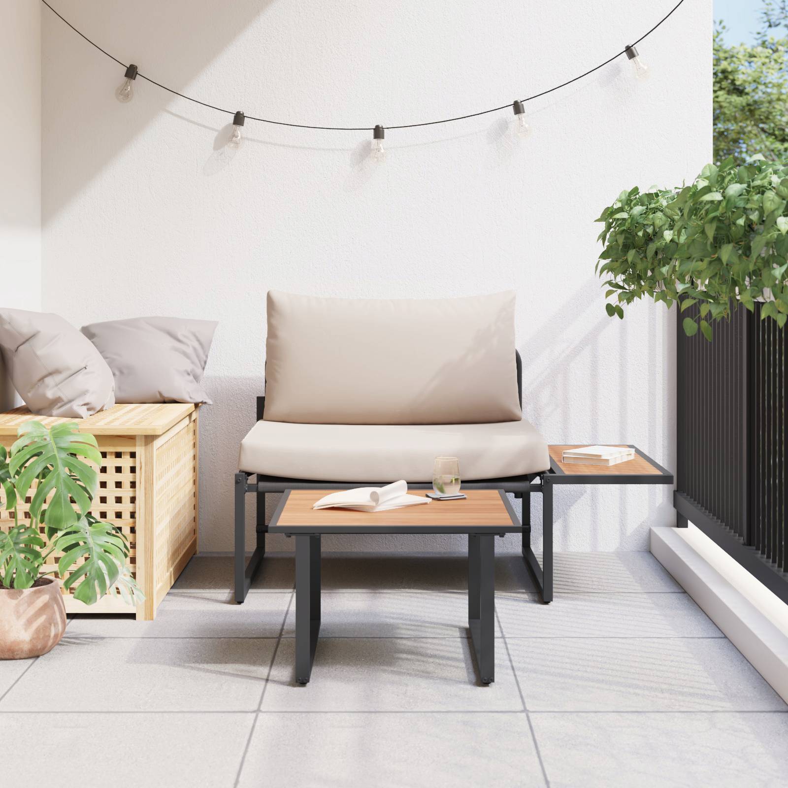 vidaXL 2-tlg. Garten-Sofagarnitur Sessel mit Taupe Kissen