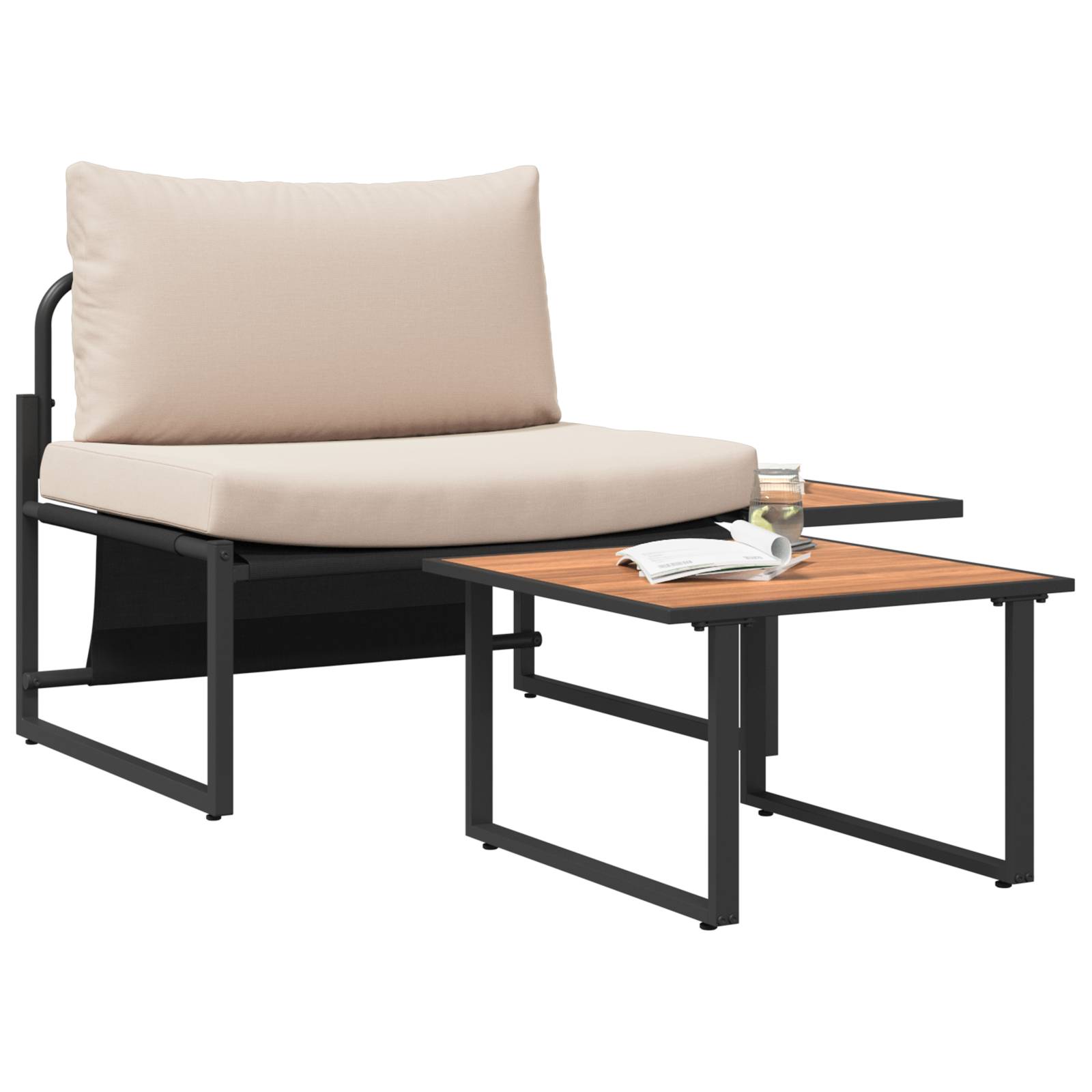 vidaXL 2-tlg. Garten-Sofagarnitur Sessel mit Taupe Kissen