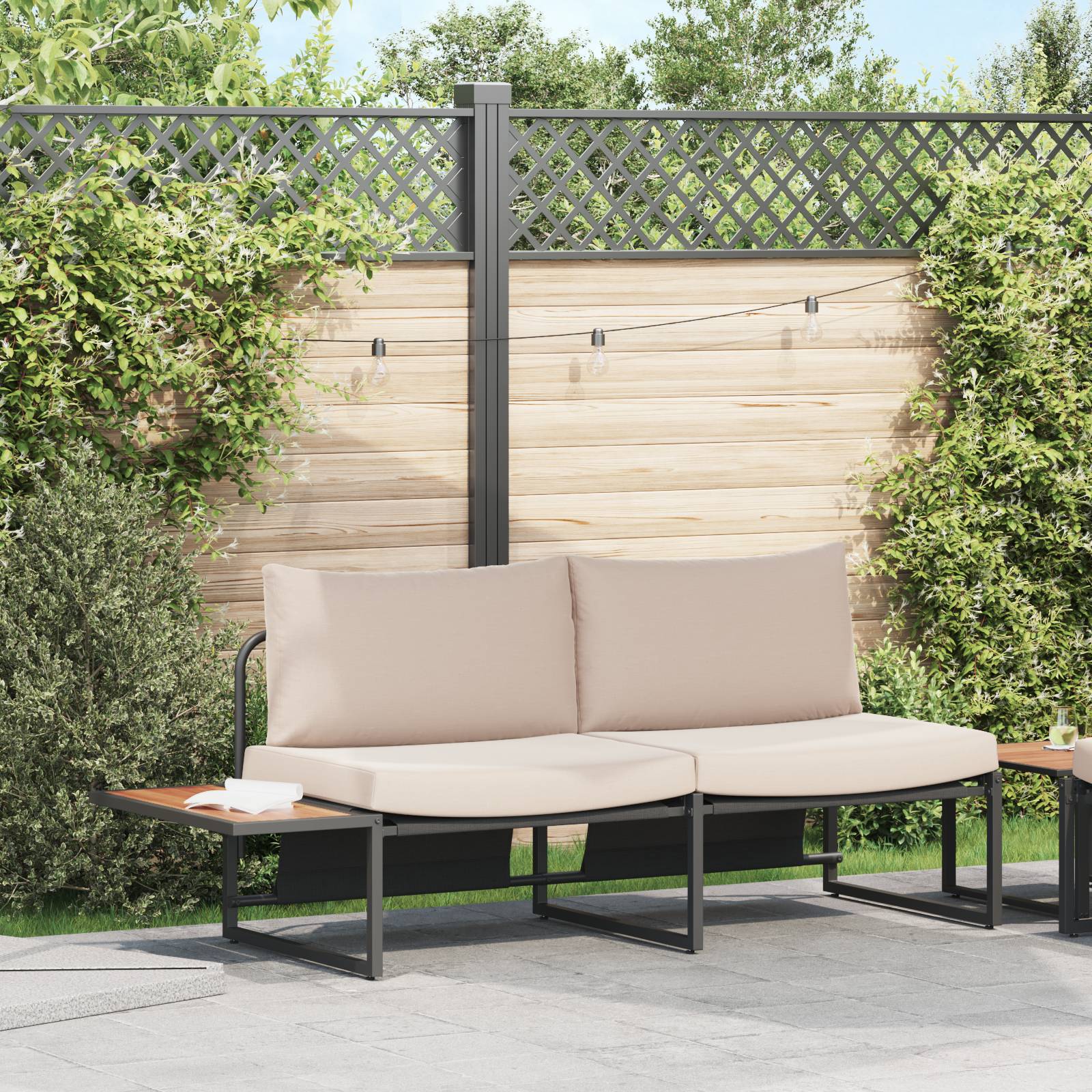 vidaXL Gartensofa 2-Sitzer mit Taupe Kissen