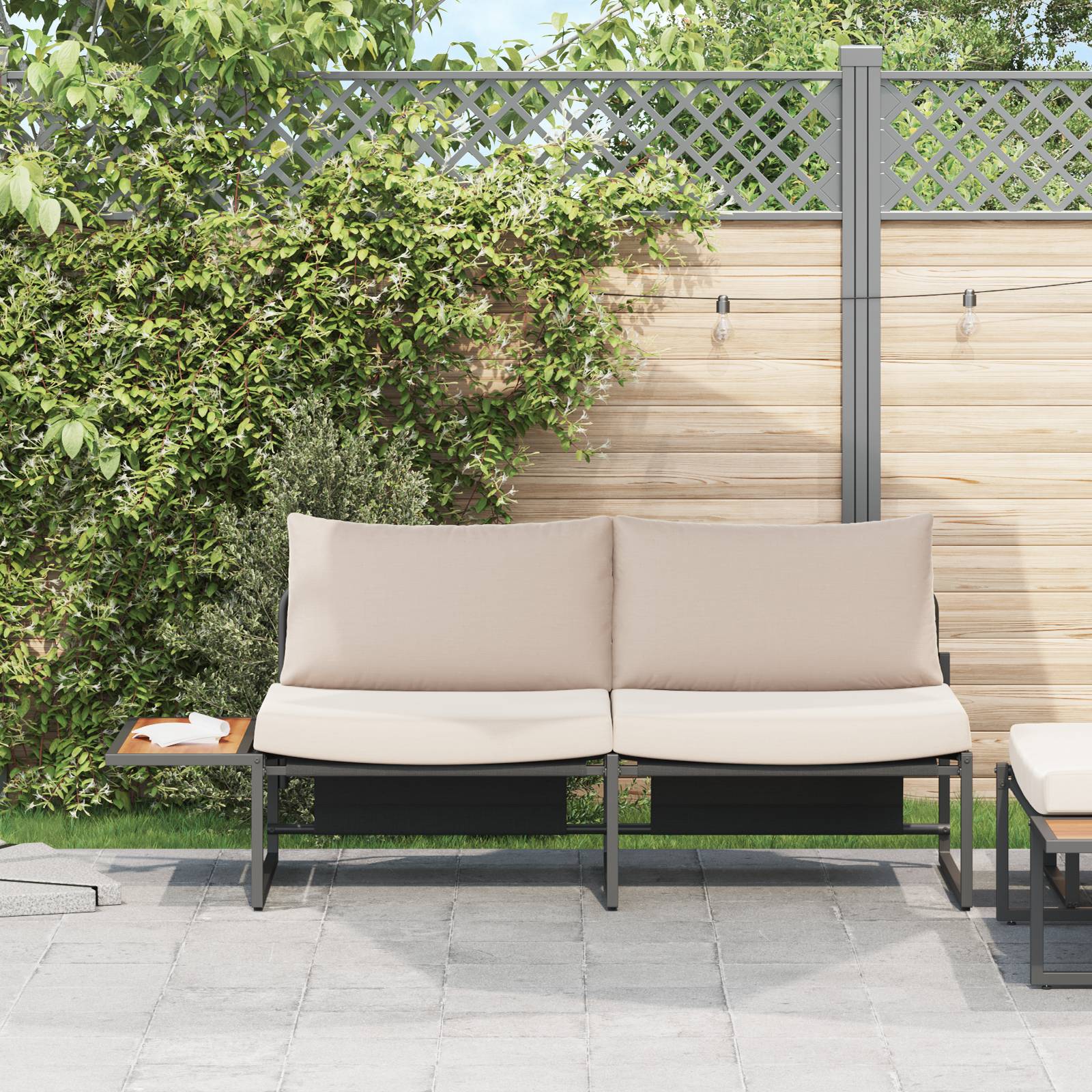 vidaXL Gartensofa 2-Sitzer mit Taupe Kissen