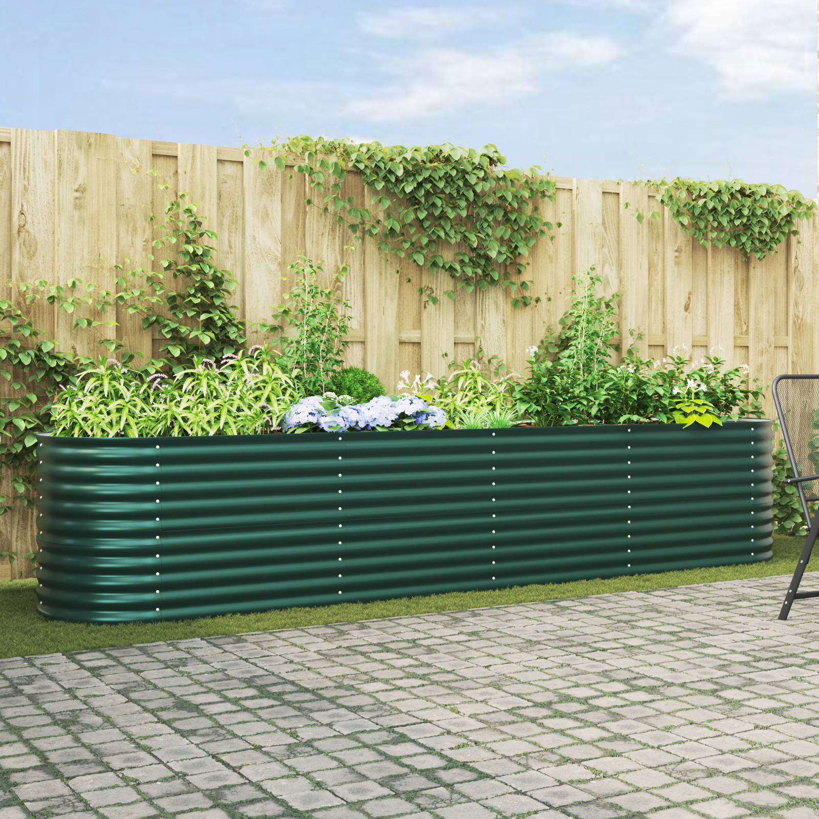 vidaXL Hochbeet Grün 400x80x81 cm Verzinkter Stahl