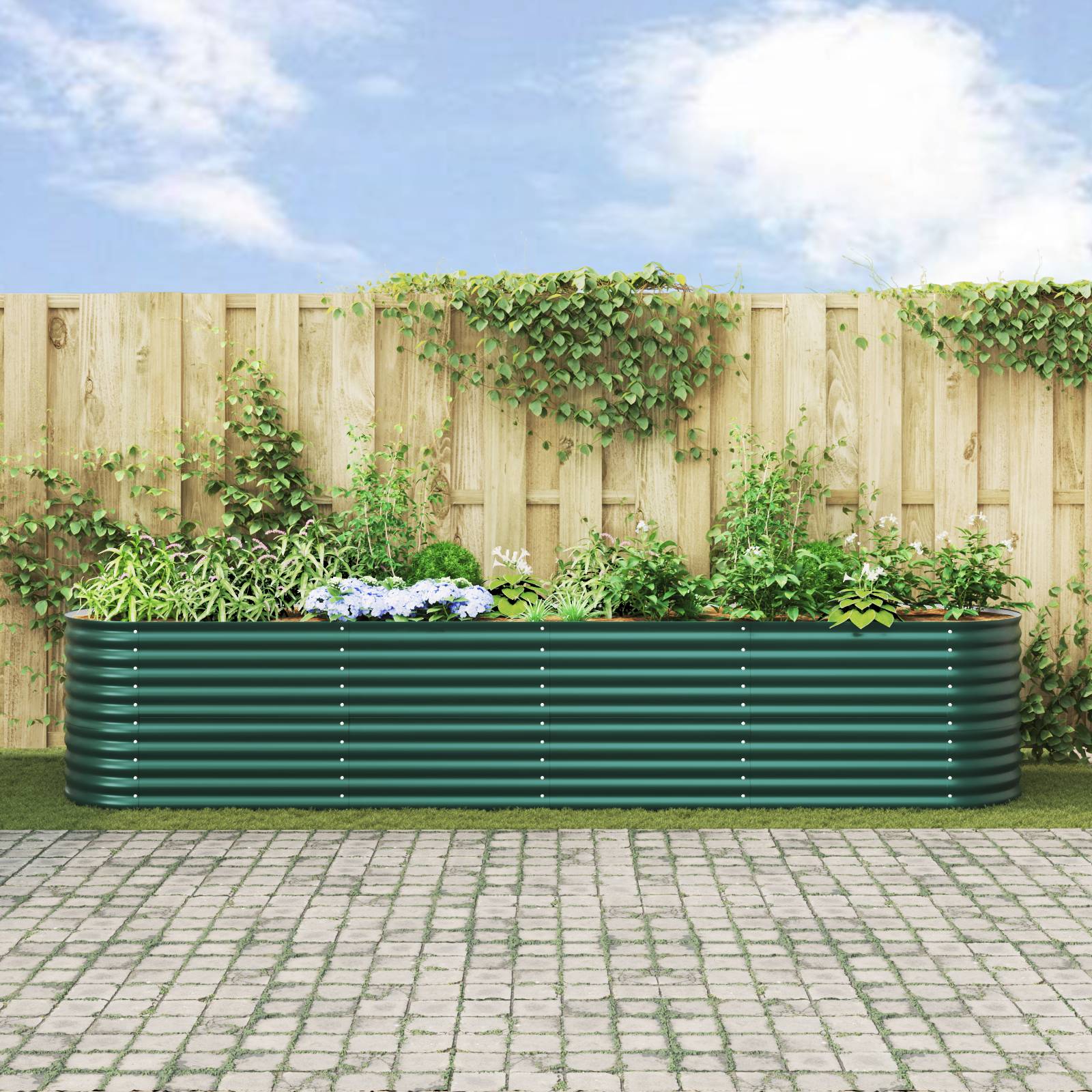 vidaXL Hochbeet Grün 400x80x81 cm Verzinkter Stahl