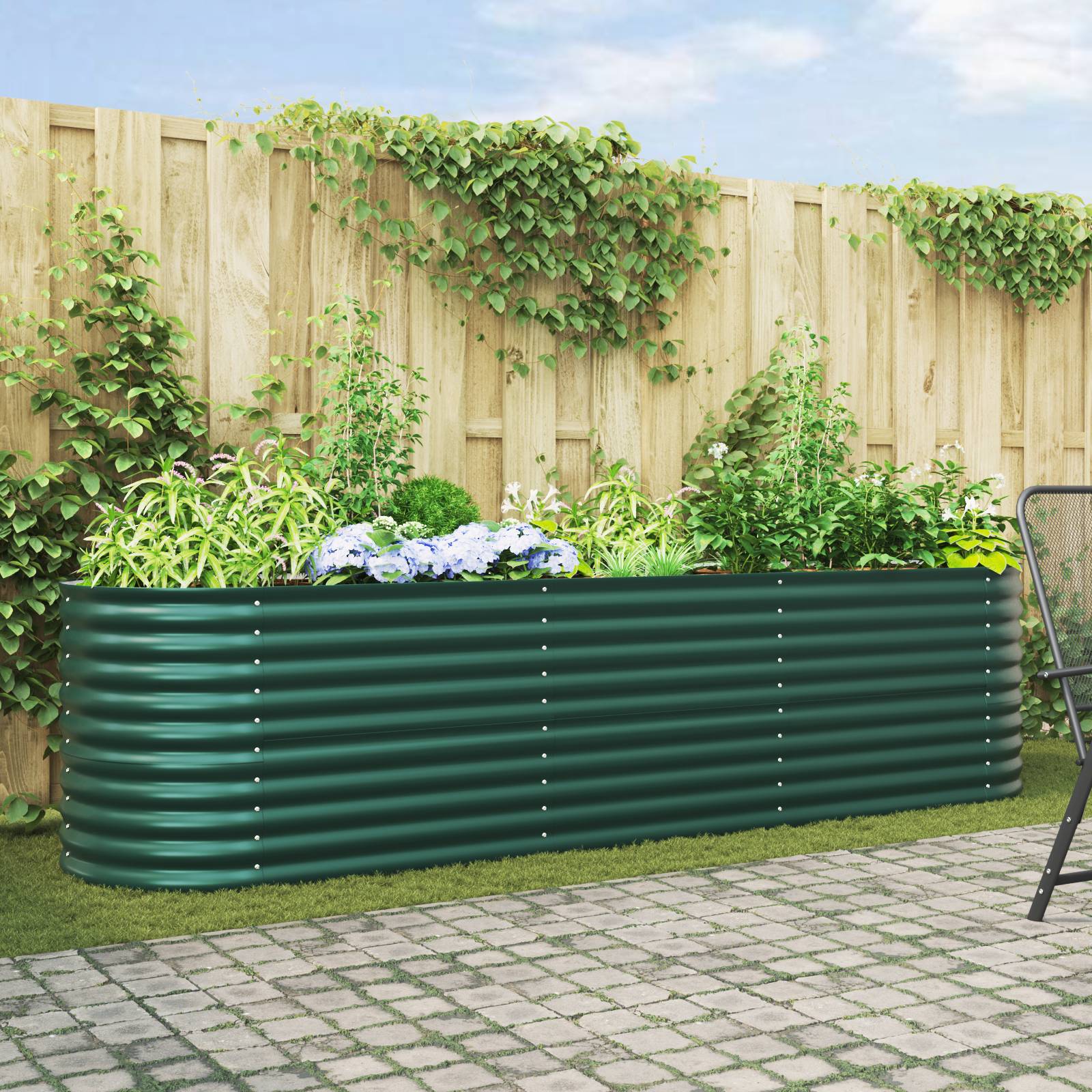 vidaXL Hochbeet Grün 320x80x81 cm Verzinkter Stahl