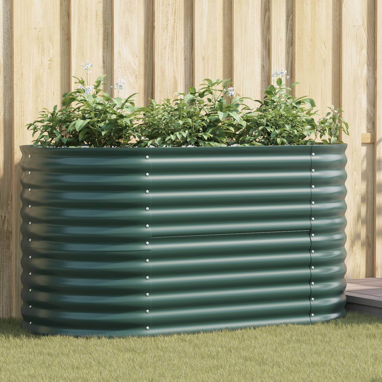 vidaXL Hochbeet Grün 160x80x81 cm Verzinkter Stahl