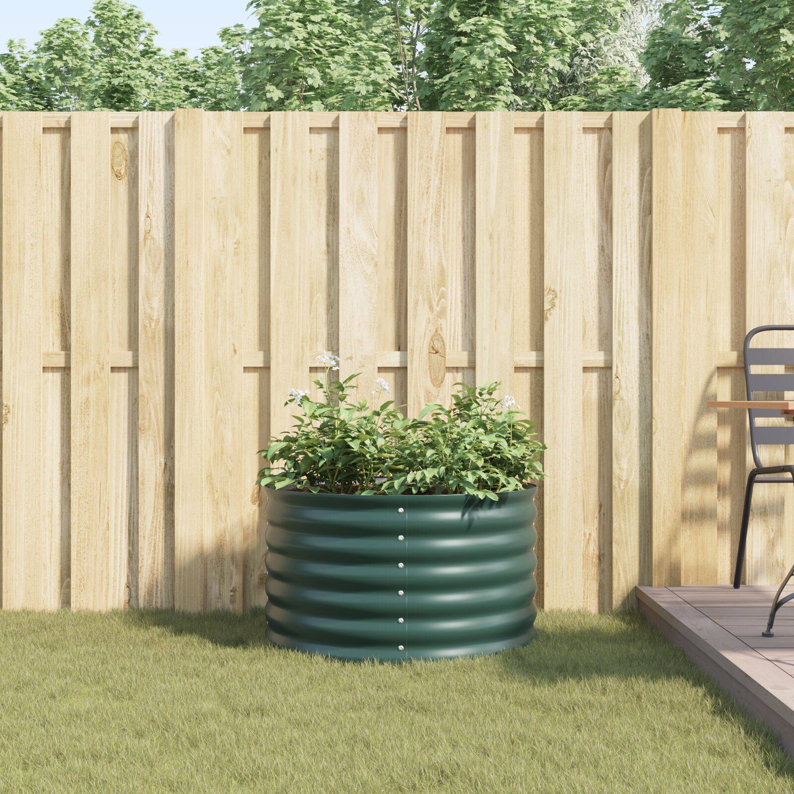 vidaXL Hochbeet Grün 80x80x44 cm Verzinkter Stahl