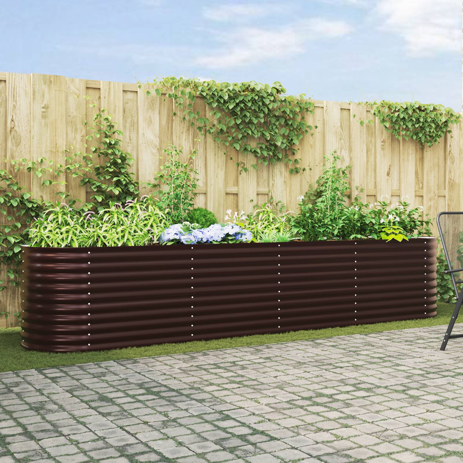 vidaXL Hochbeet Braun 400x80x81 cm Verzinkter Stahl