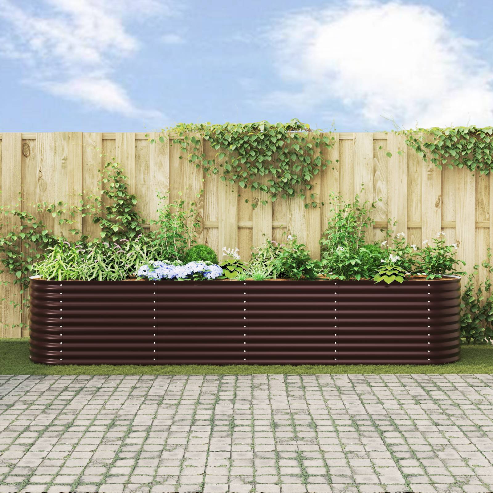 vidaXL Hochbeet Braun 400x80x81 cm Verzinkter Stahl